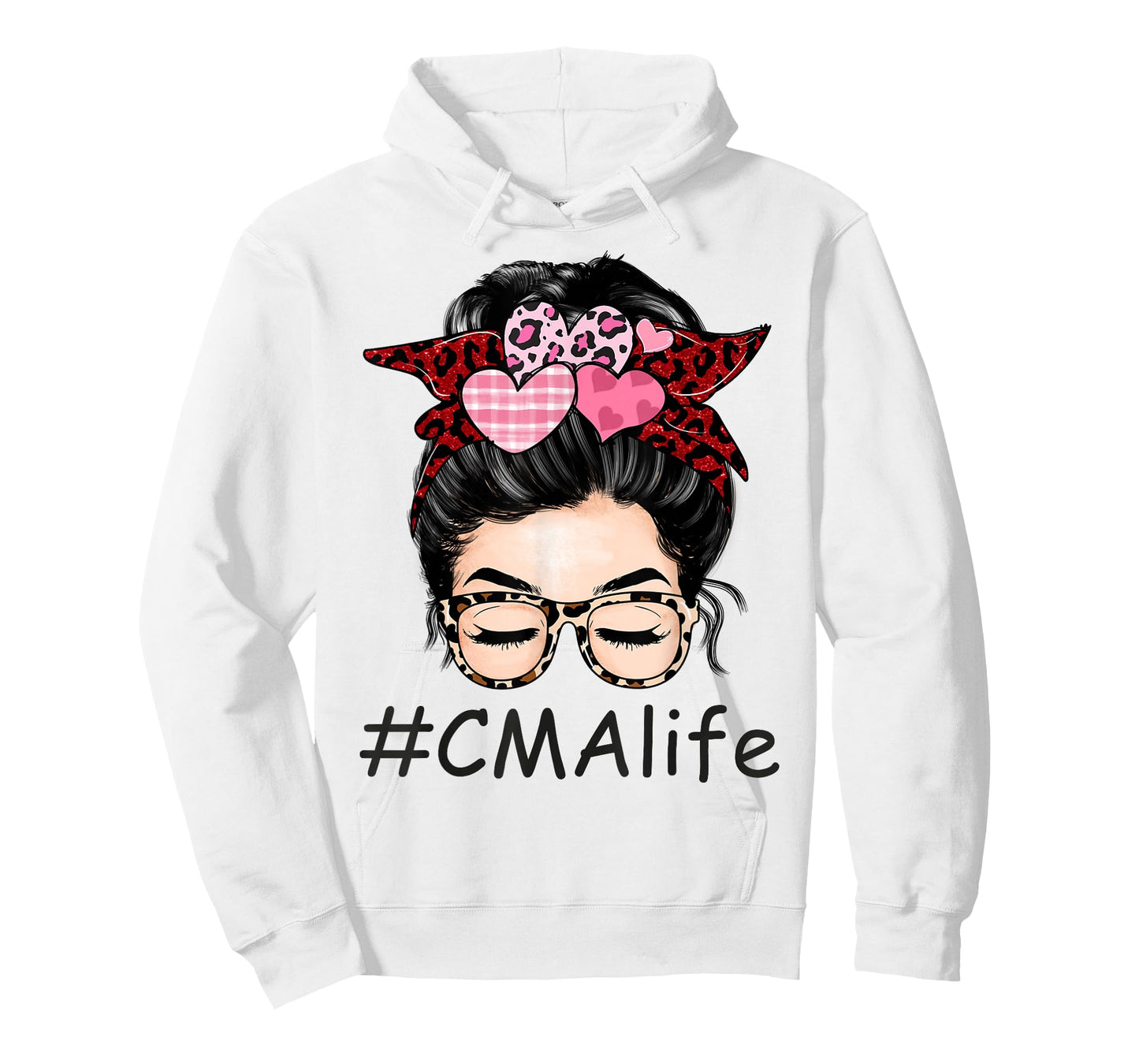 CMA Certified Medical Assistant Valentine Day Cute Messy Bun T-Shirt