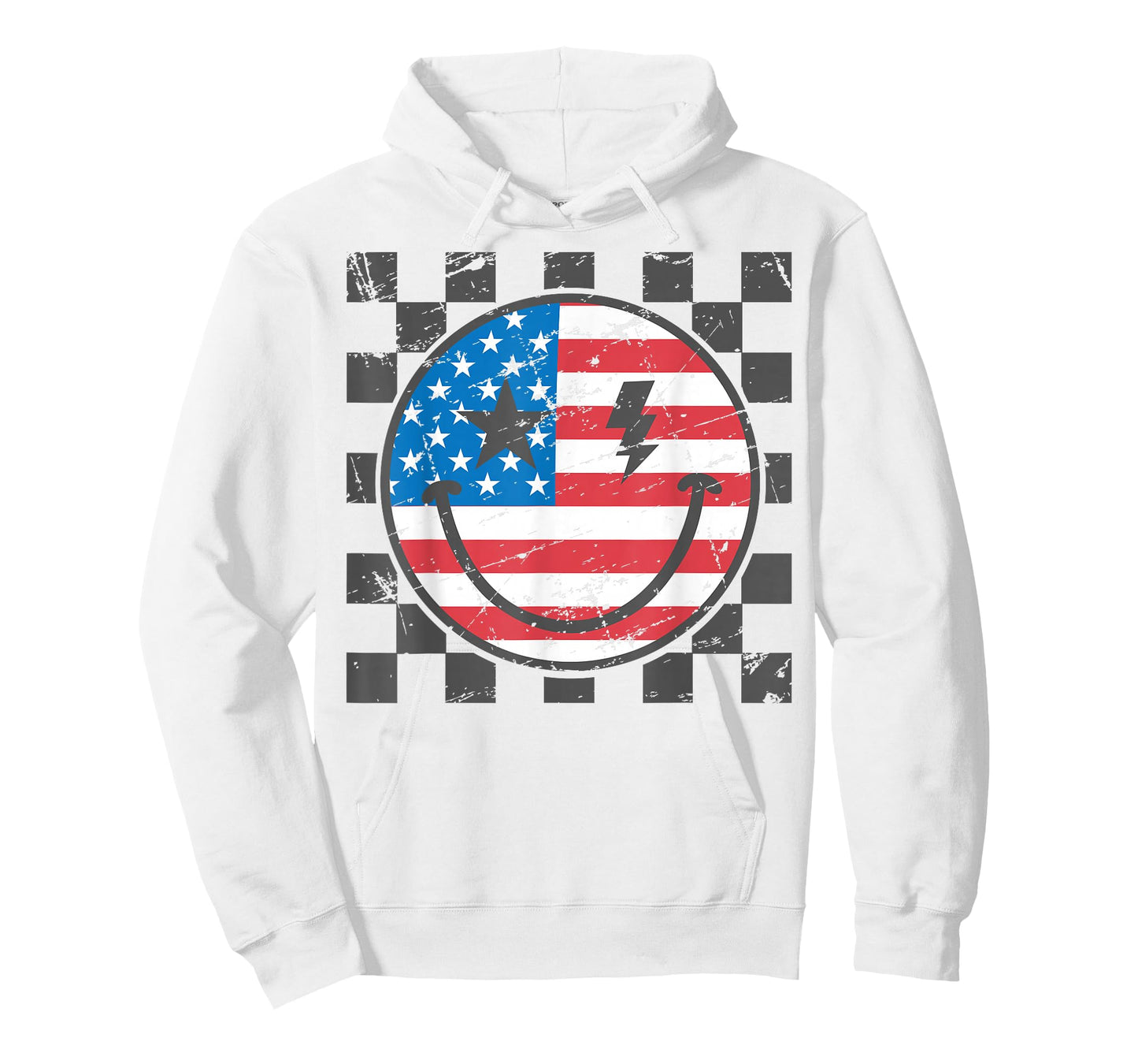 Happy 4th of July Groovy Smile Face Red White Blue USA Flag T-Shirt