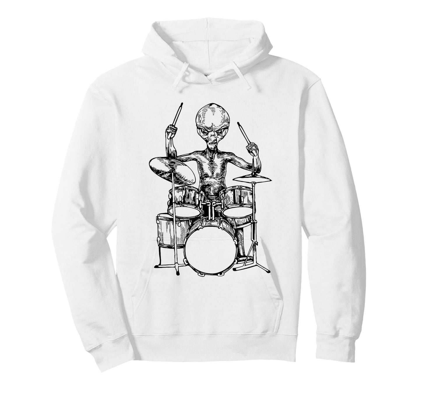 Alien Playing Drums Funny Space Drummer Rock Musician T-Shirt
