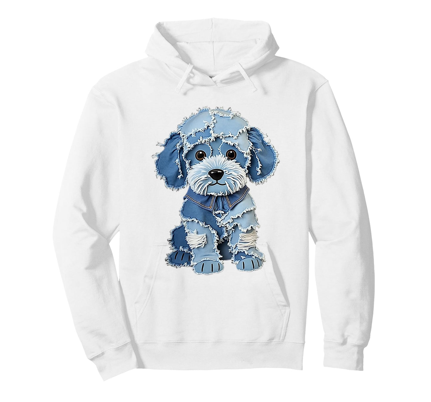 Retro Funny Denim Patch Animal Dog Print T-Shirt