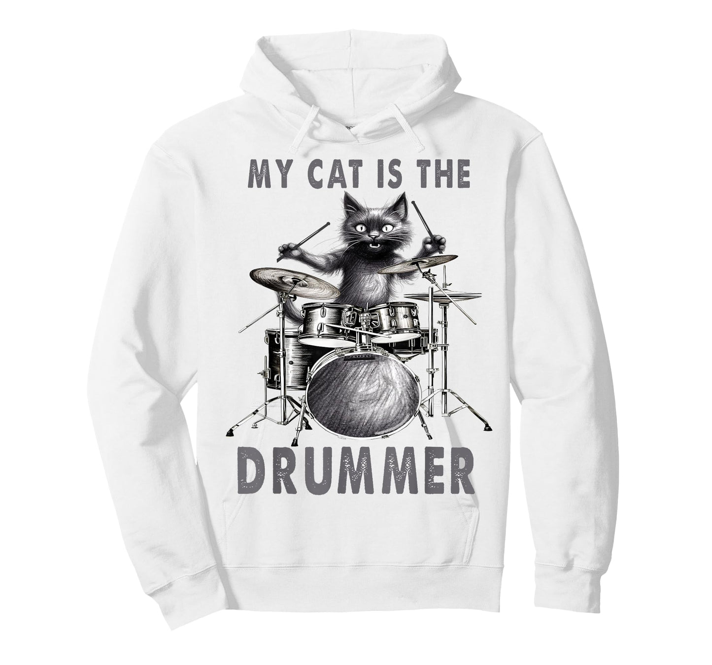 Funny Drummer Black Cat Playing Drums Kitty On Drums Music T-Shirt for Men Women Kids