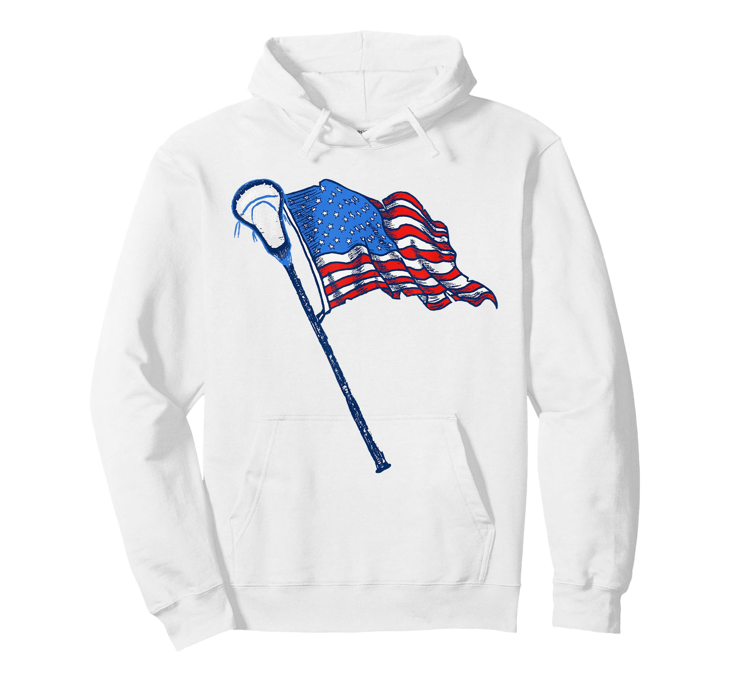 Retro USA American Flag Lacrosse Stick 80's Style T-Shirt
