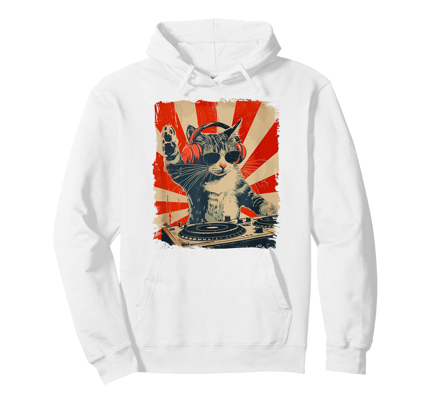 Funny DJ Cat Disco Sound Tech Headphone Music T-Shirt