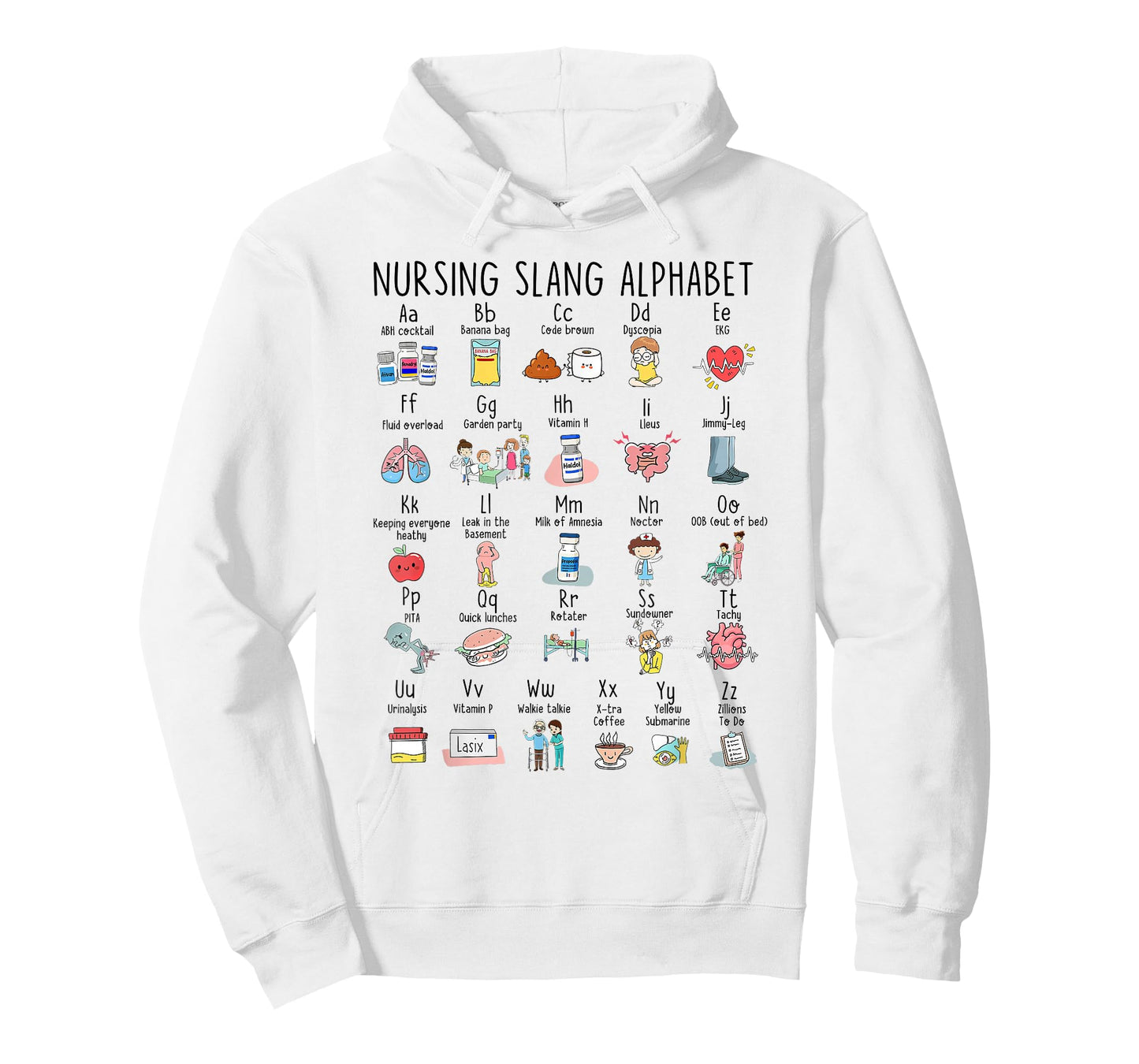 Cute Nursing Slang Alphabet Nurse Life Nursing RN ICU ER T-Shirt
