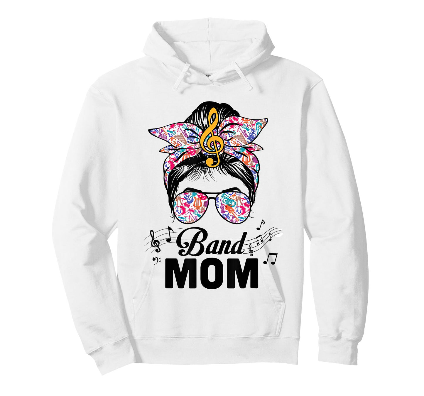 Band Mom Marching Band Design Messy Bun Hair Woman T-Shirt