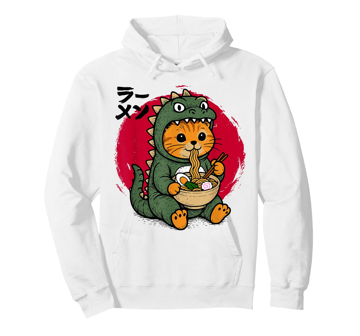 Funny Kaiju Cat Ramen Noodles Kawaii Japanese Anime Graphic T-Shirt
