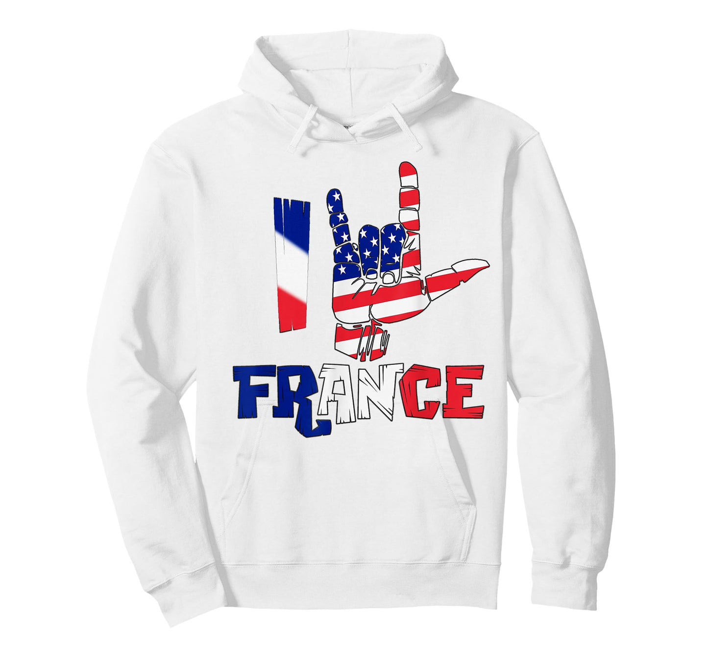 USA France Hand Sign Love Design, Patriotic Friendship T-Shirt