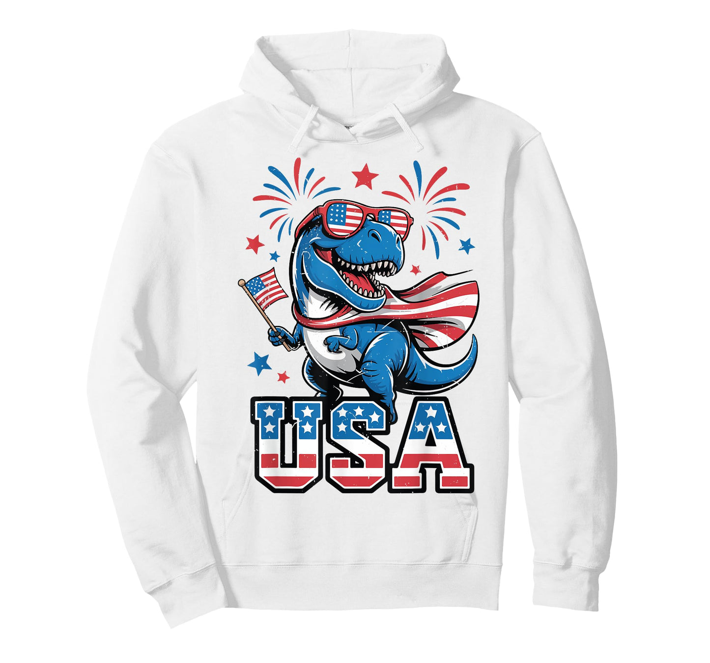 USA 4th July Toddler Boy Dinosaur Dino American Flag Patriot T-Shirt