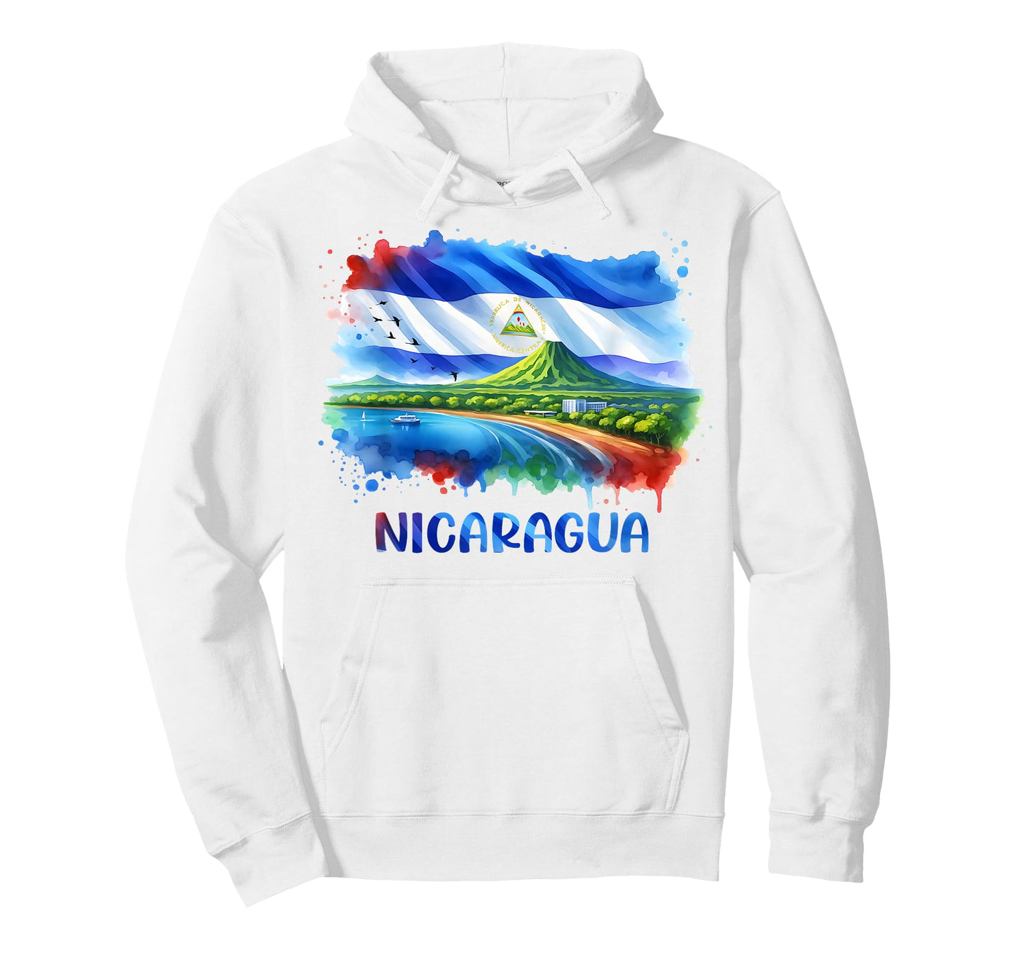 Nicaragua Flag Art Scenic Volcano & Coastline Vacation T-Shirt