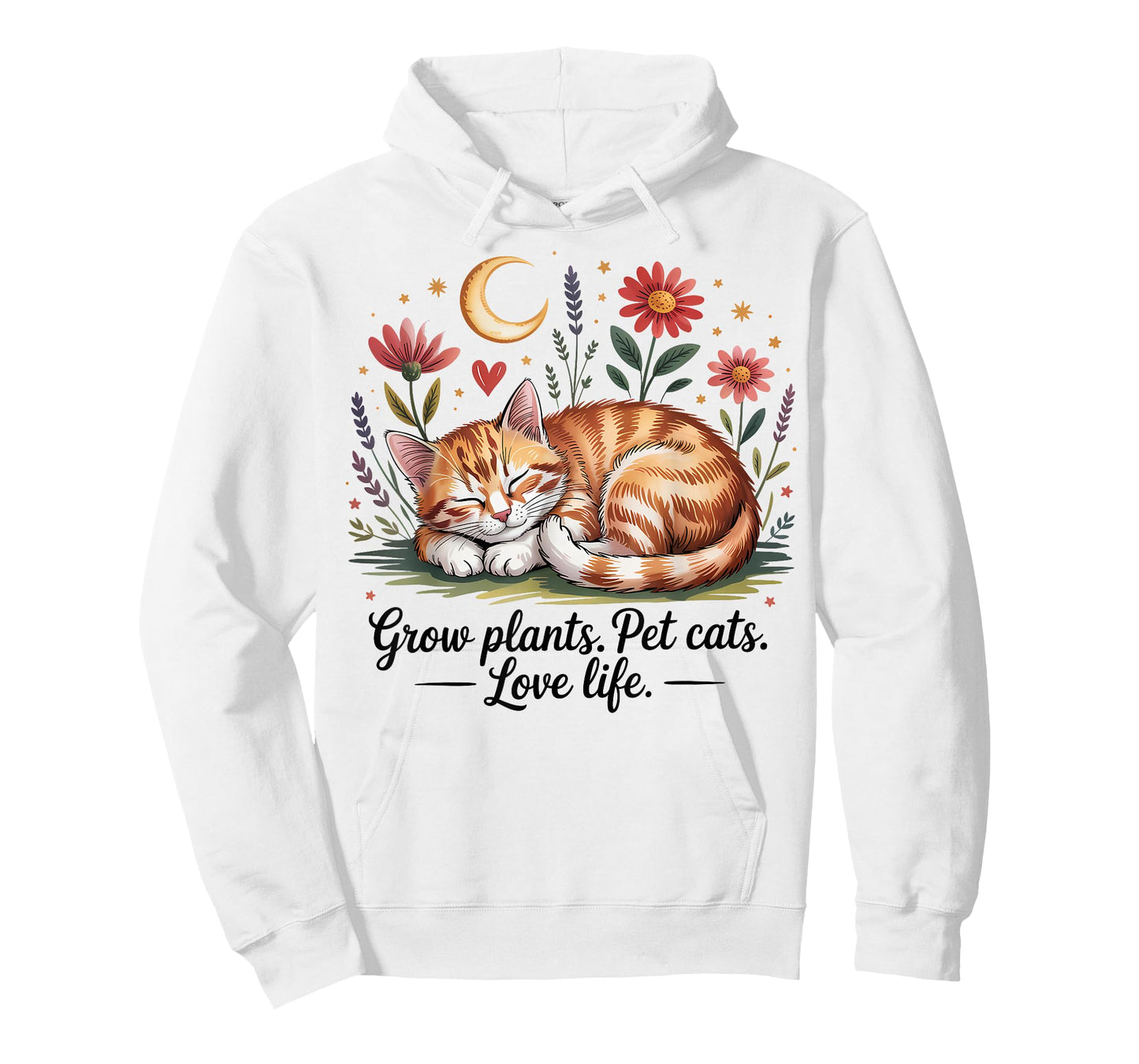 Grow Plants Pet Cats Love Life Cute Gardening Cat Lover T-Shirt