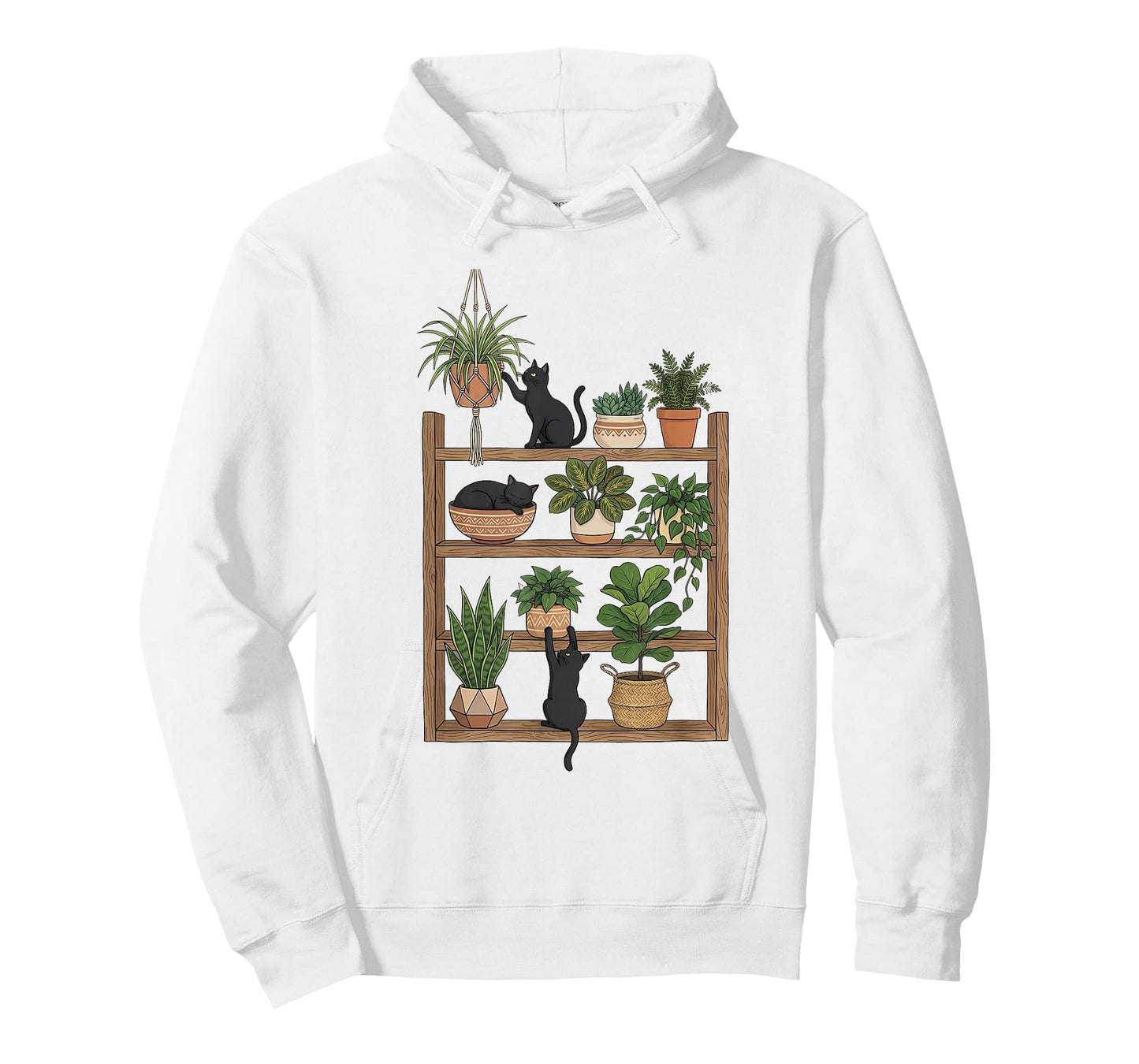 Coquette Plant Shelf Cat, Houseplant Lover, Cute Cat & Plant T-Shirt