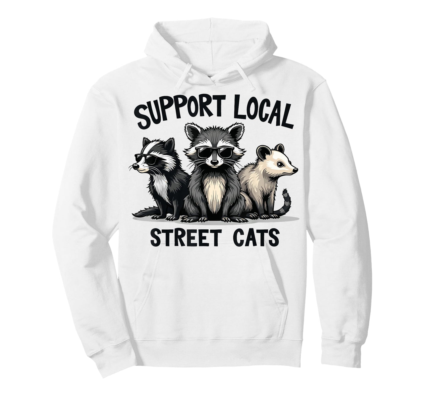 Support Local Street Cats Skunk Raccoon Opossum Funny Art T-Shirt