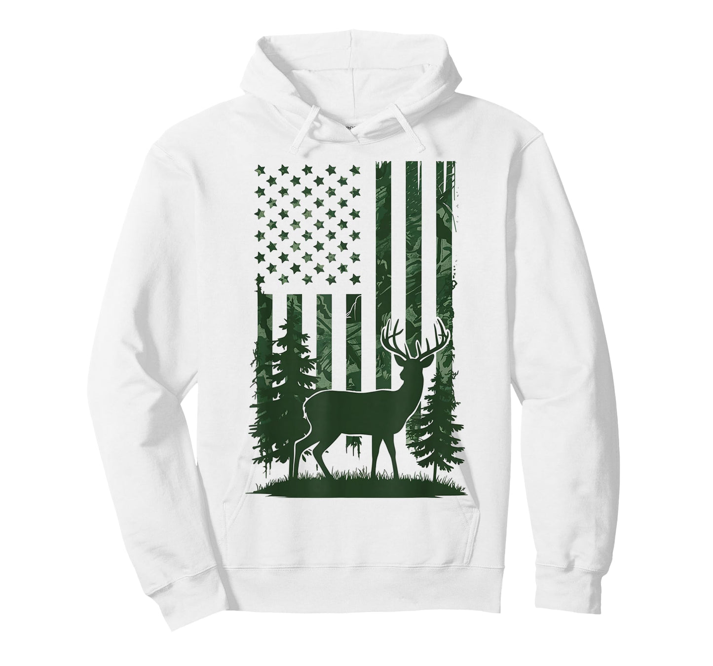 Deer Hunting Camo American Flag Nature Background USA Flag T-Shirt