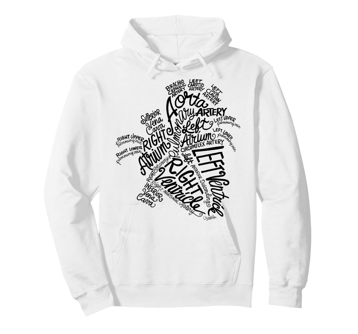 Anatomical Heart Medical Word Art Cloud in Black T-Shirt