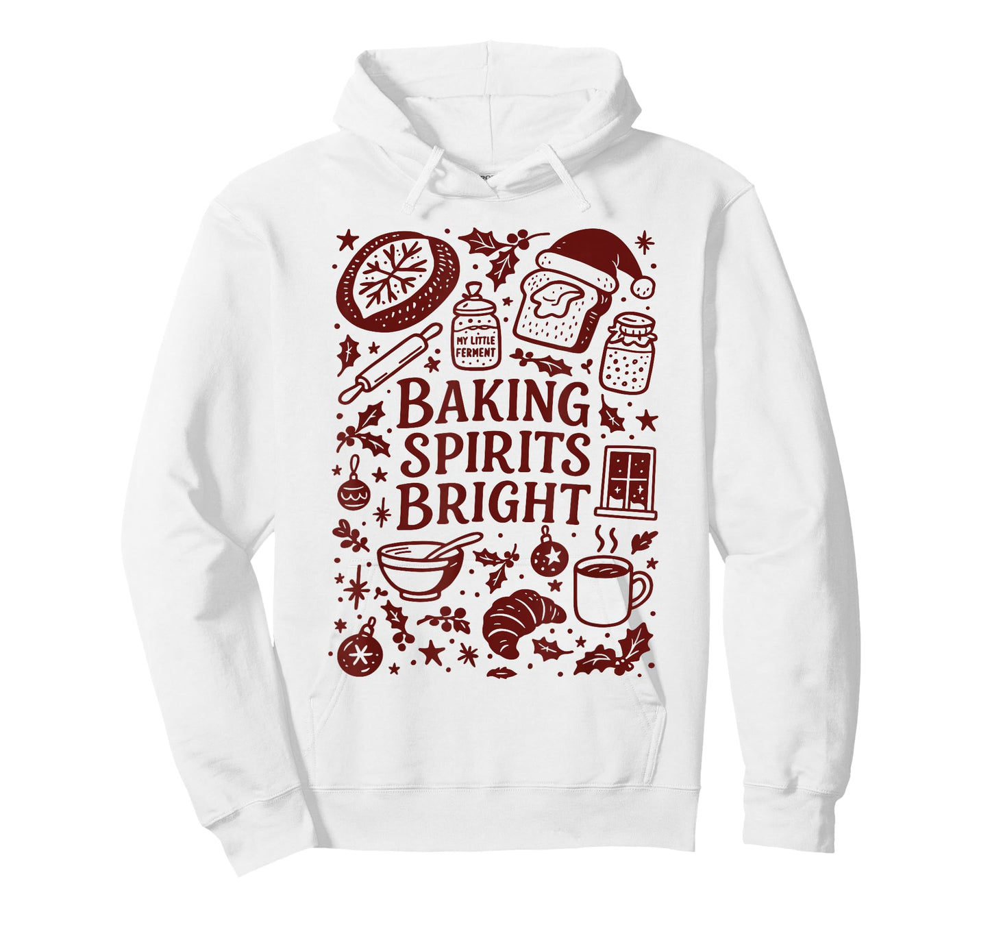 Baking Spirits Bright Sourdough Bread Christmas Doodle T-Shirt