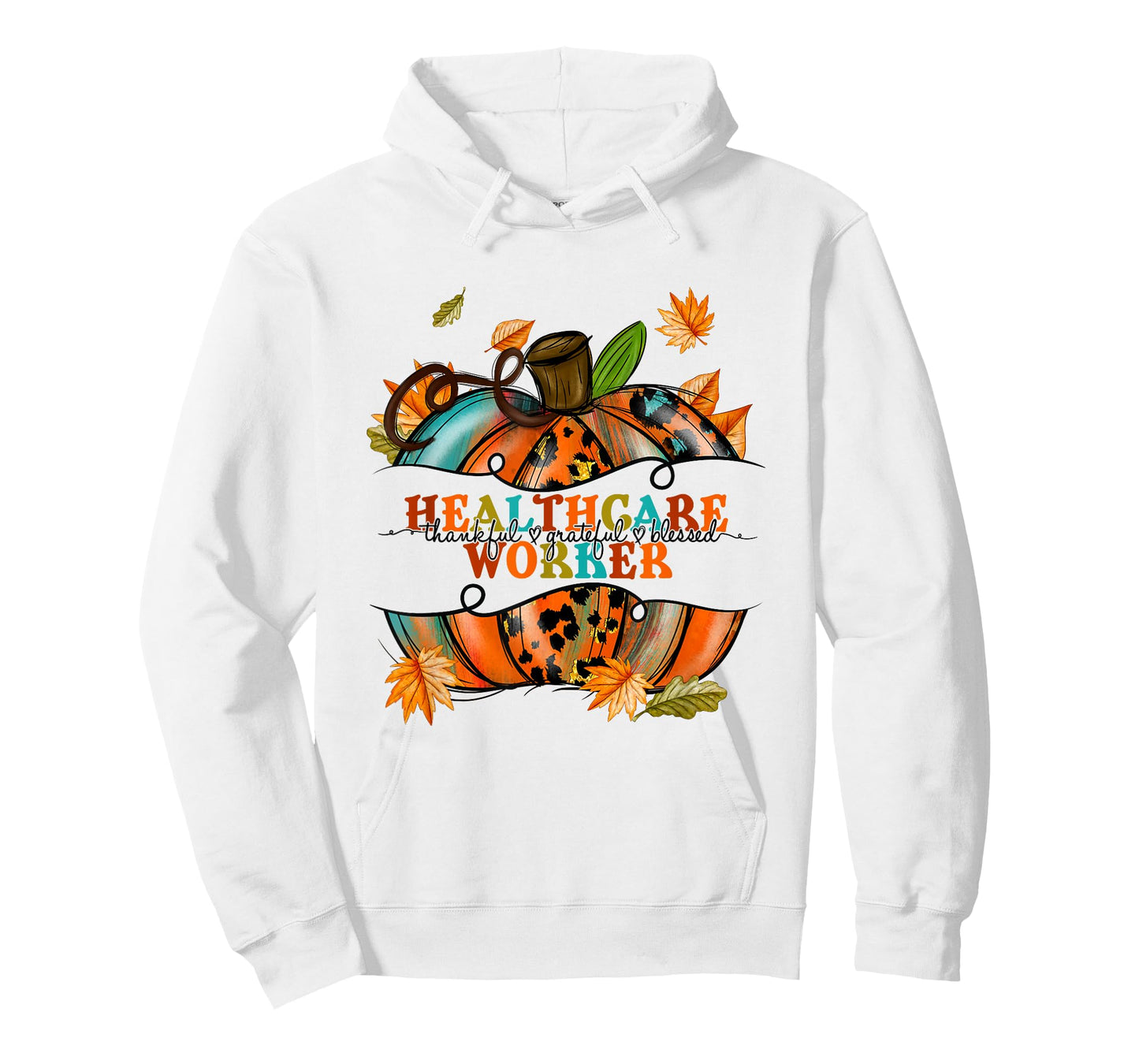 Autumn Fall Tees Healthcare Worker Thankful Grateful Blessed T-Shirt