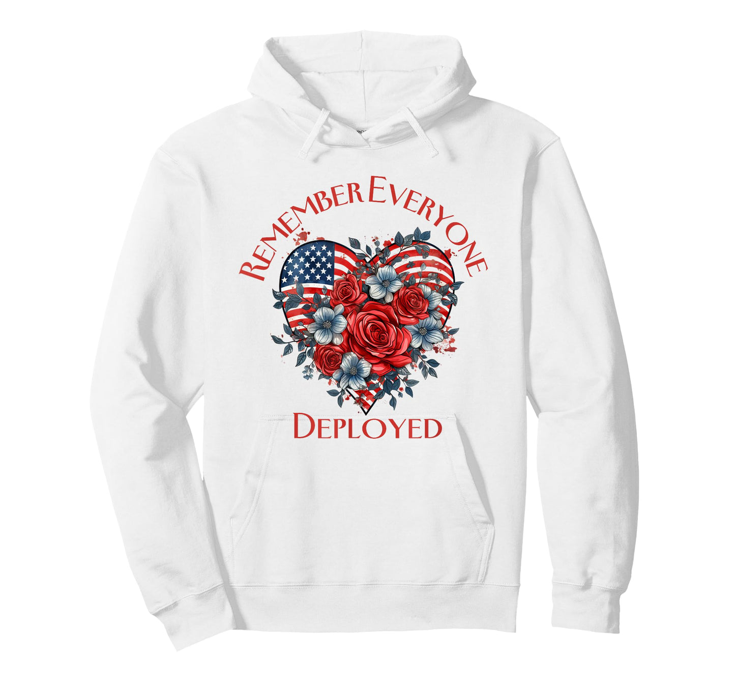 American Flag Patriotic Flowers Deployed RED Friday Military Women Men T-Shirt