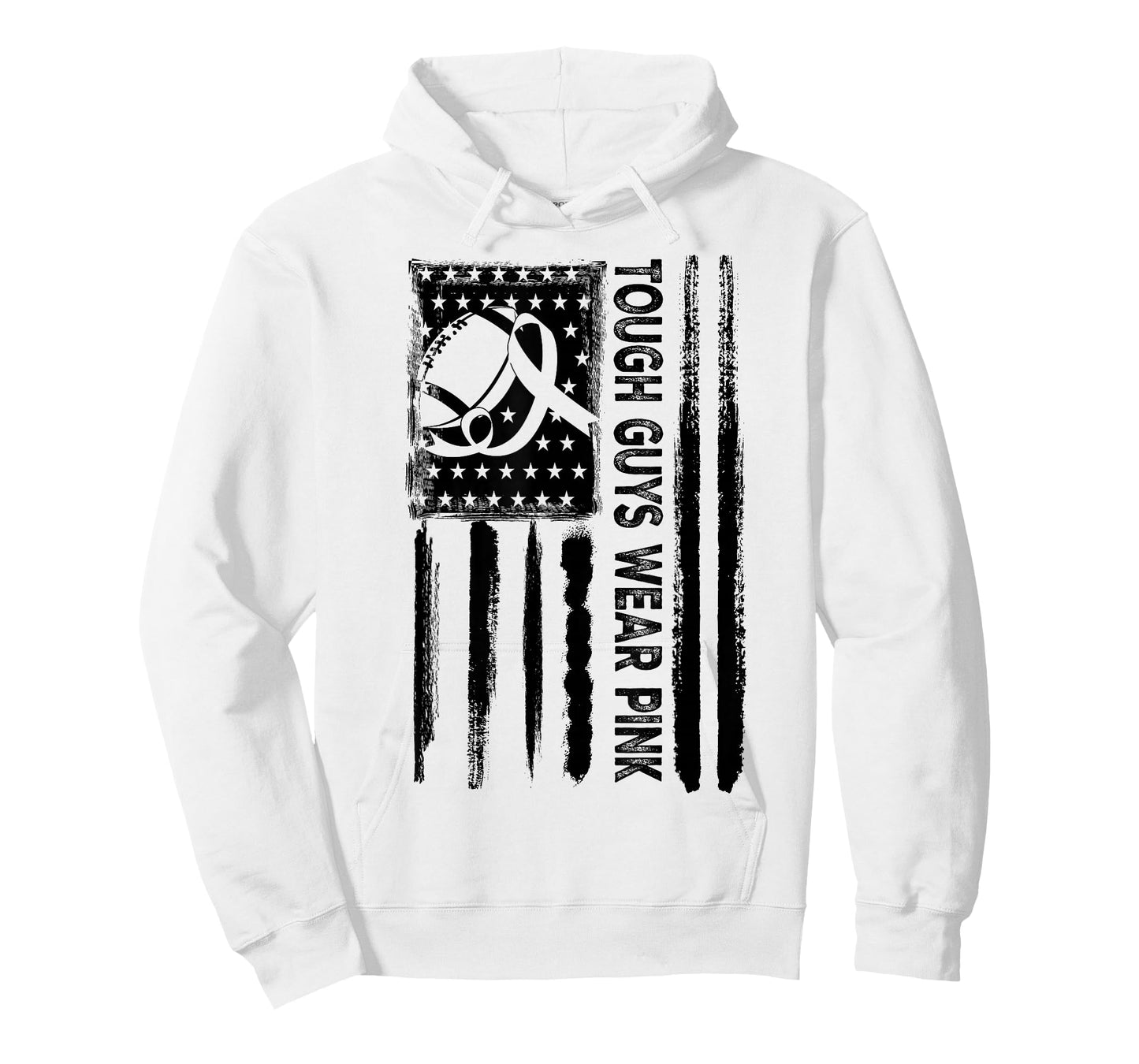 Tough Guys Wear Pink Breast Cancer Football American Flag T-Shirt