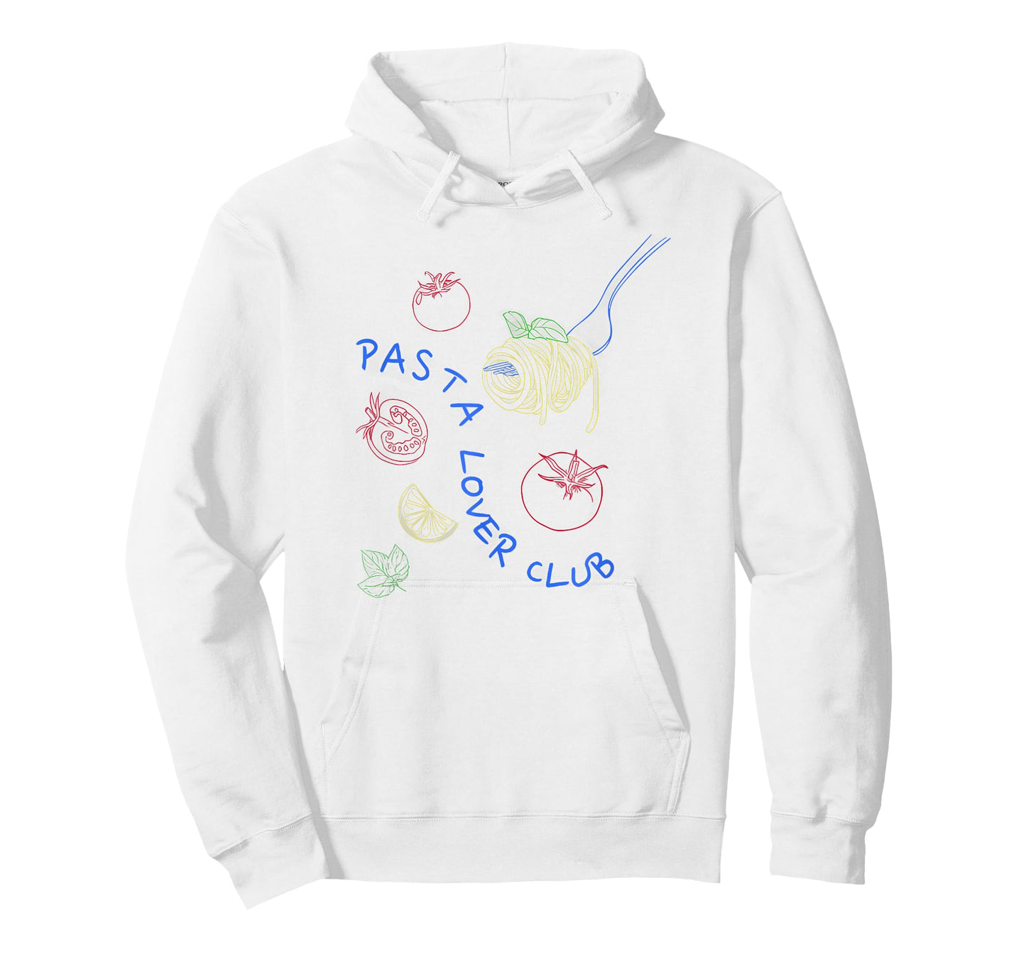 Funny Pasta Tee Unisex Adults Pasta Lovers Club Culture Fans T-Shirt White Small Classic Fit Short Sleeve Letter Print