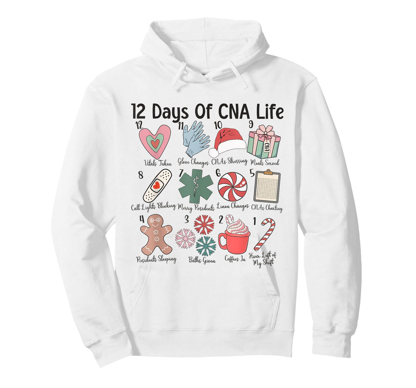 12 Days of CNA Life Certified Nursing Assistant Christmas T-Shirt