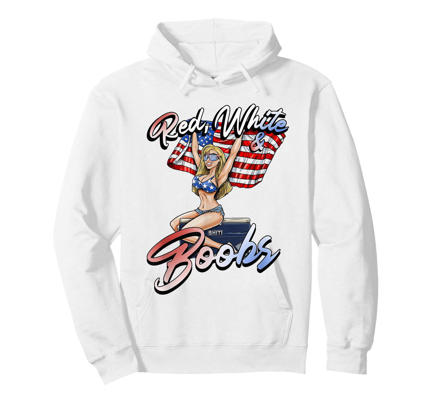 Red White and Boobs Shiti Coolers Happy 4th of July T-Shirt