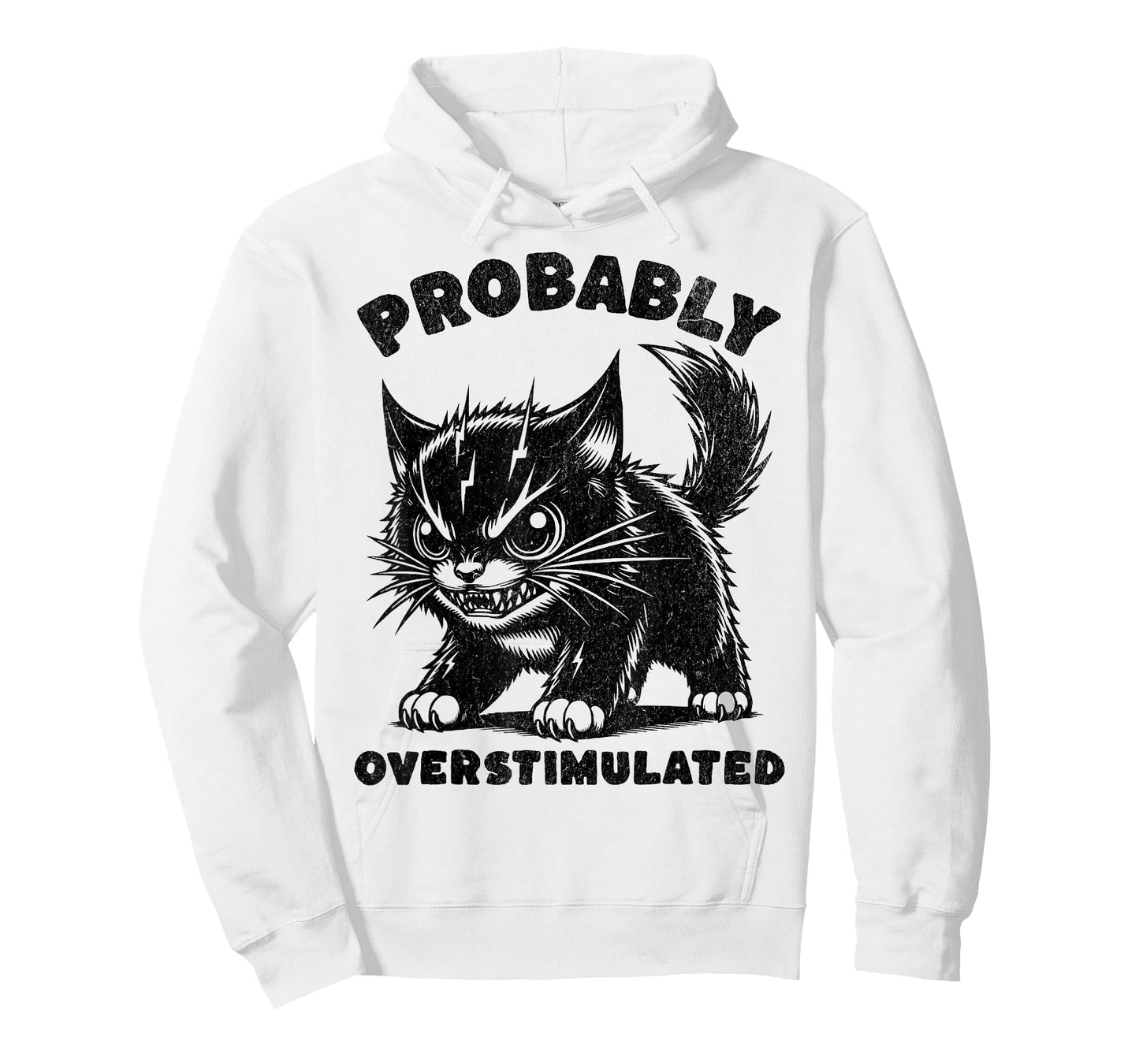 Probably Overstimulated Funny Cat Mental Health T-Shirt