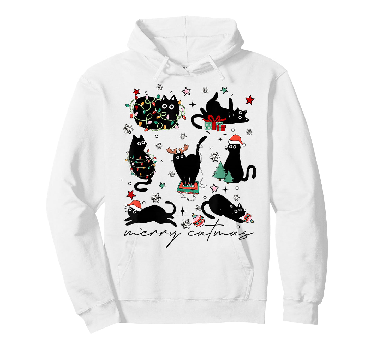 Meowy Catmas Cat Christmas Cute Kitten Cats Santa Hat Xmas T-Shirt