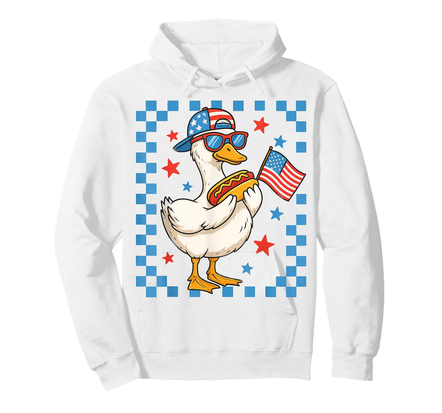 Funny Patriotic Duck USA Flag Hot Dog 4th of July Kids Boys T-Shirt
