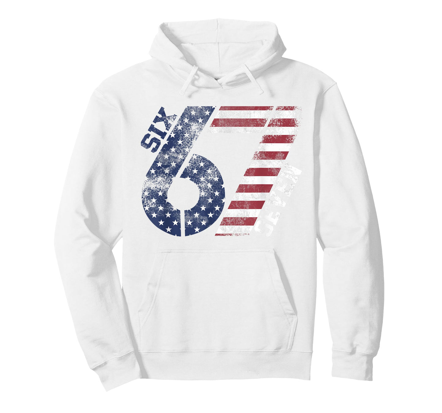 Six Seven USA Flag Pattern 67 Meme Patriotic Kids Men Women T-Shirt