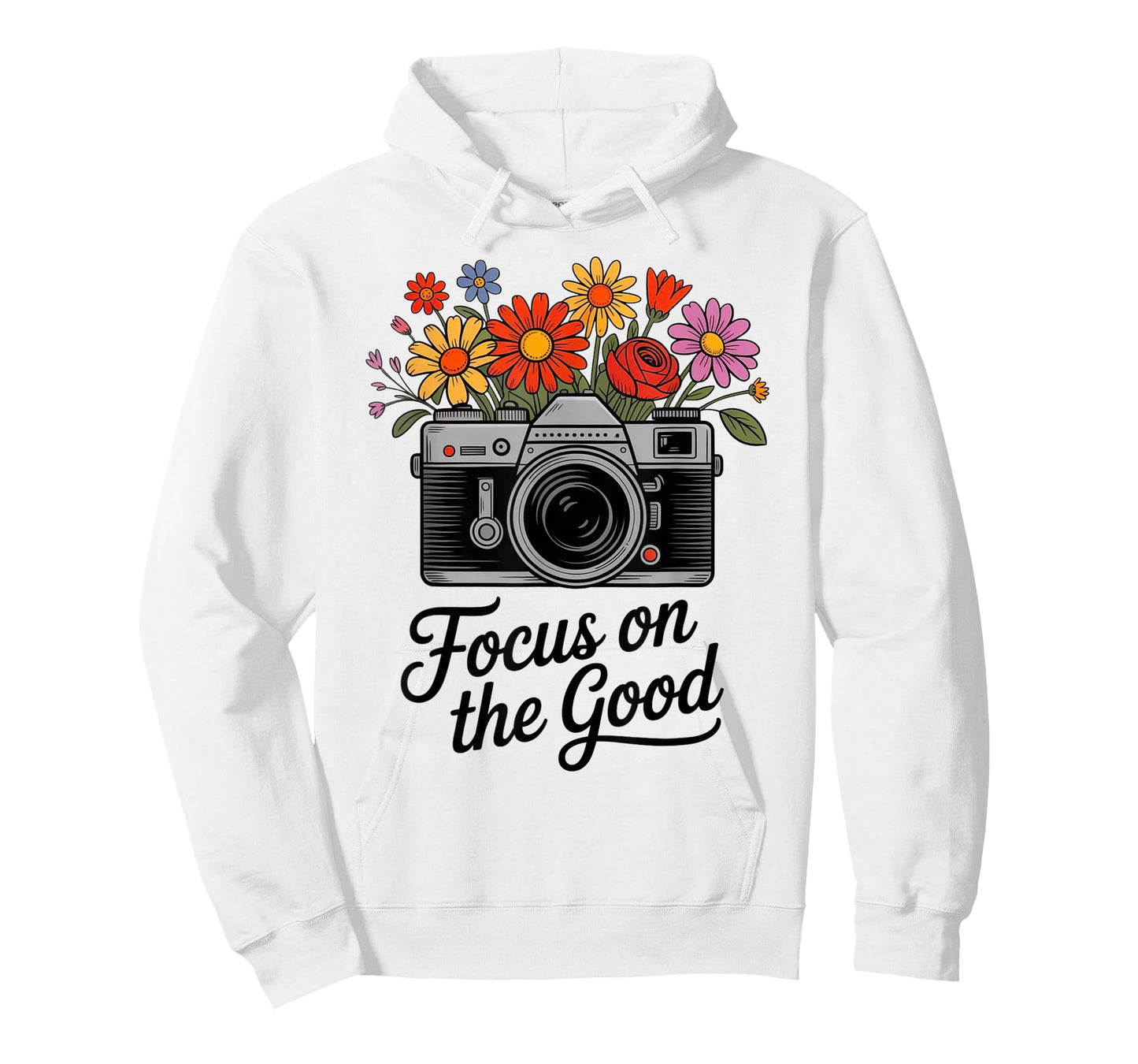 Focus On The Good Vintage Camera & Flowers Positive T-Shirt