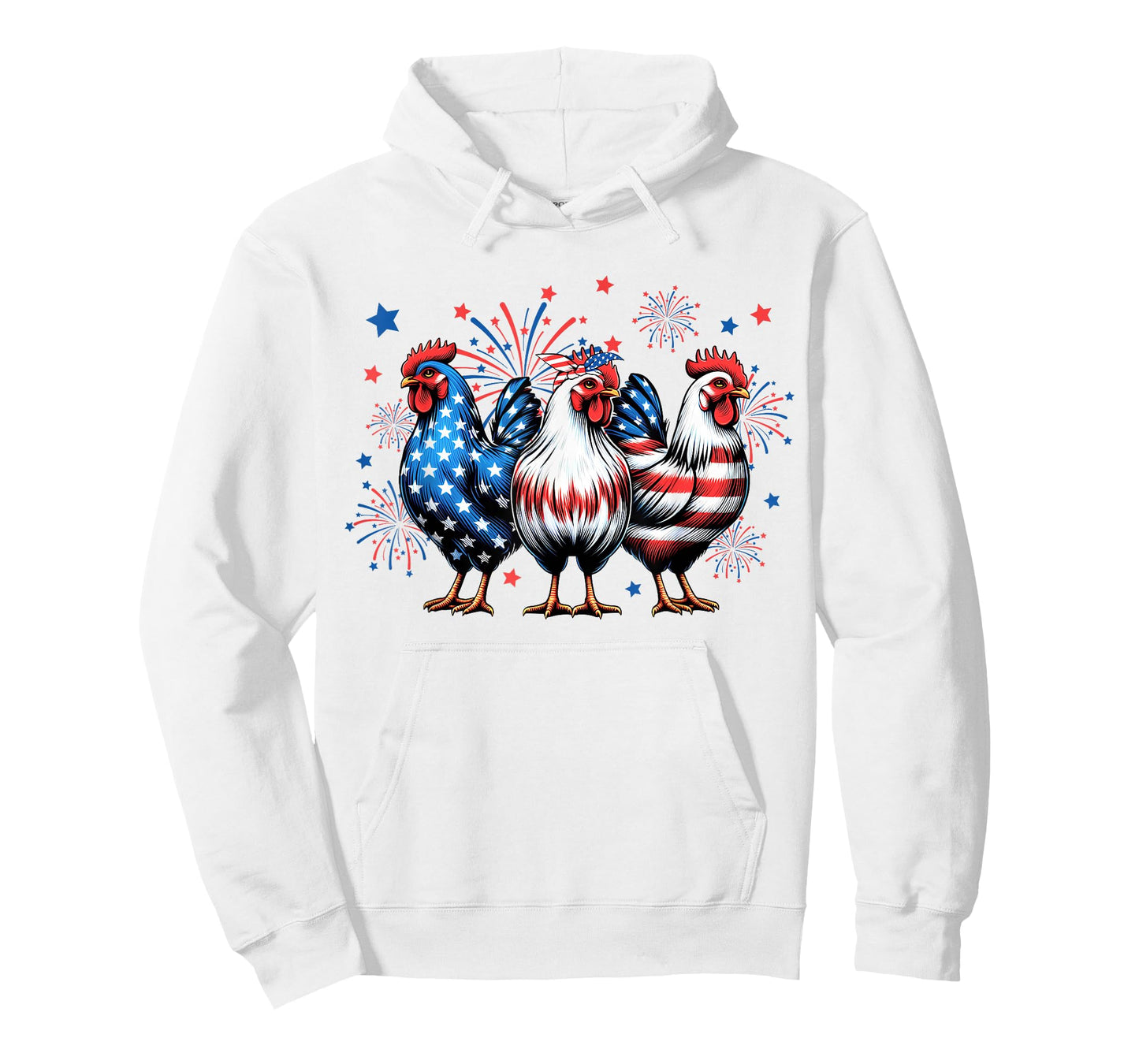 Red White Blue Chicken USA Flag Firework 4th of July T-Shirt