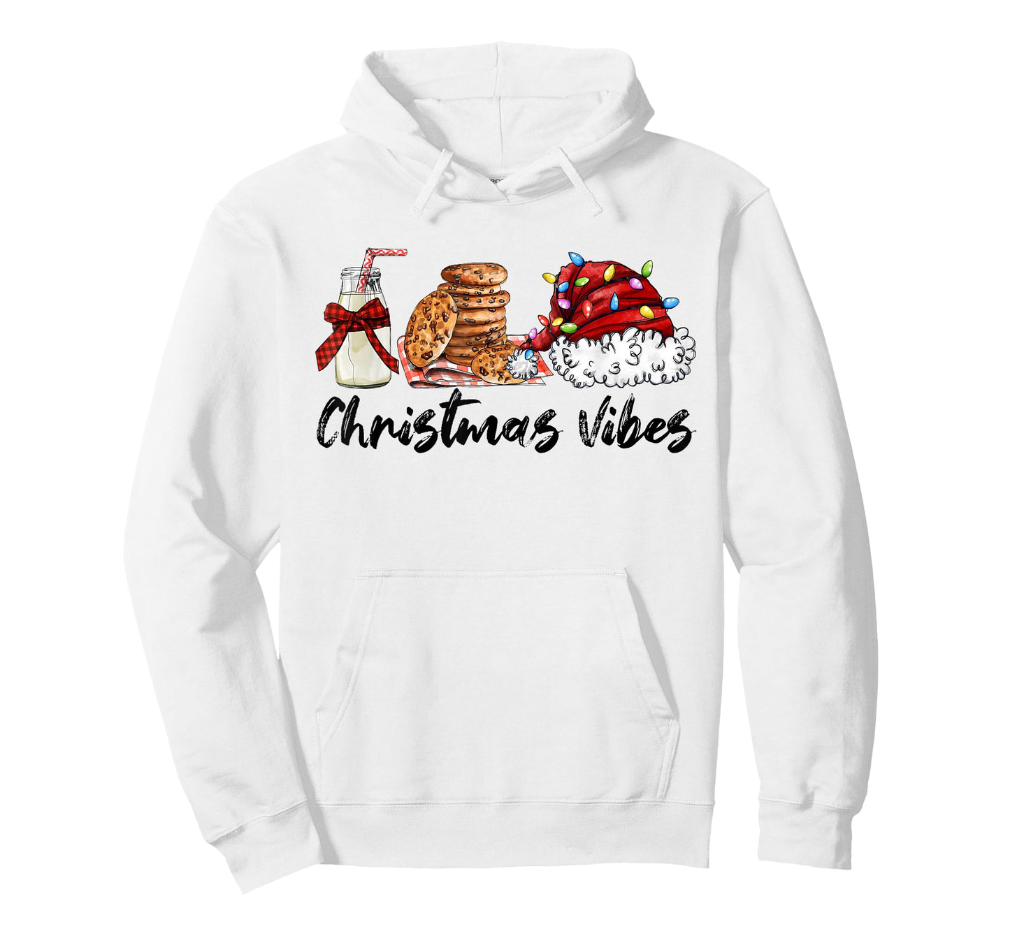 Christmas Vibes Santa Milk and Cookies Xmas Lights T-Shirt