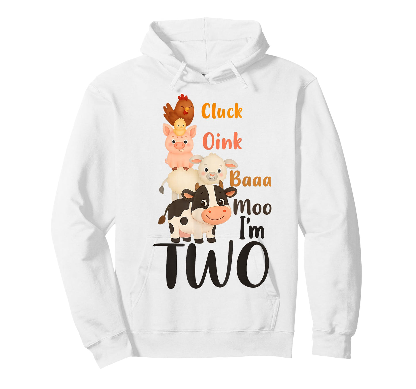 Cluck Oink Baa Moo I'm Two Farm Theme Birthday Funny T-Shirt