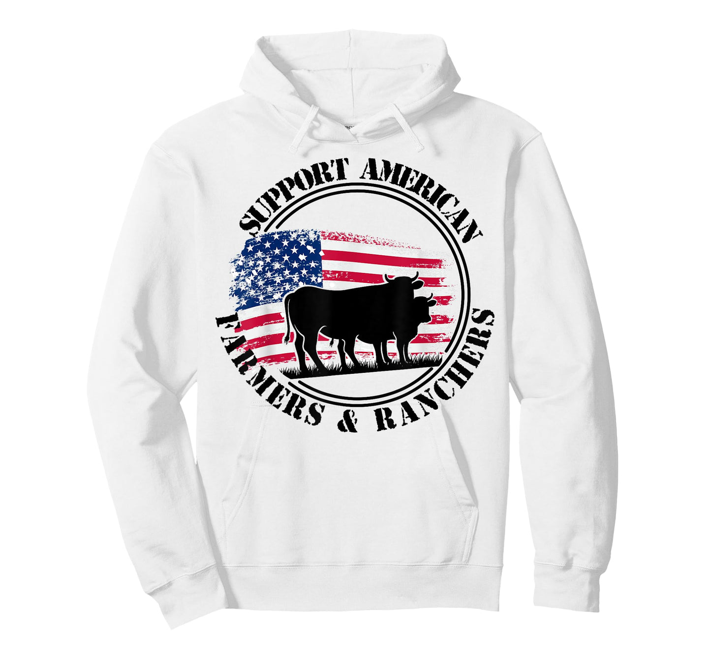 American Flag Patriotic Support American Farmers & Ranchers Women Men T-Shirt