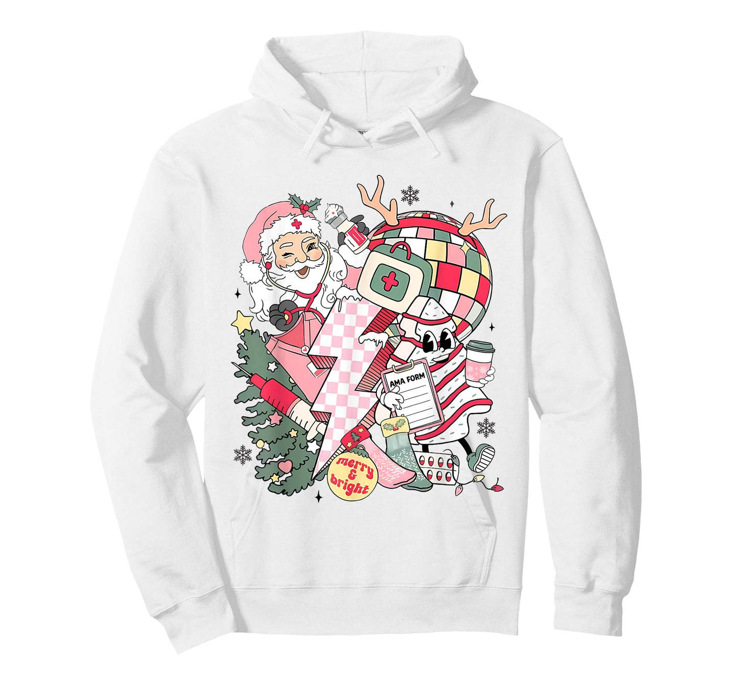 Christmas Santa Nurse Disco Ball Rn CNA Icu Med Surg Picu T-Shirt