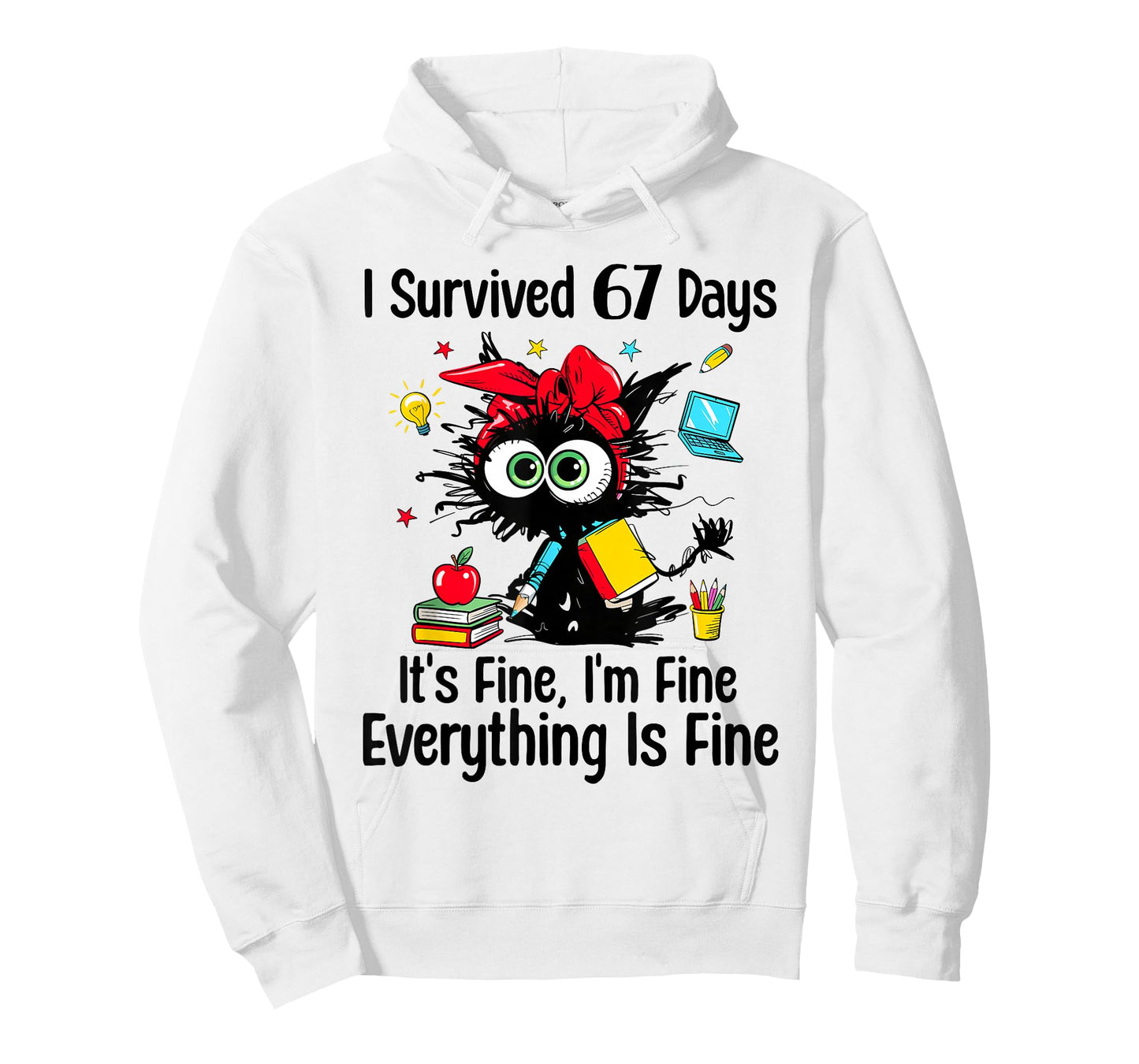 I Survived 67 Days of School Teacher Students Cat Six Seven T-Shirt