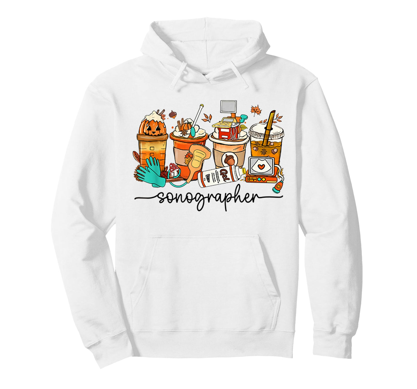 Autumn Sonographer Latte Ultrasound Pumpkin Vascular Tech T-Shirt