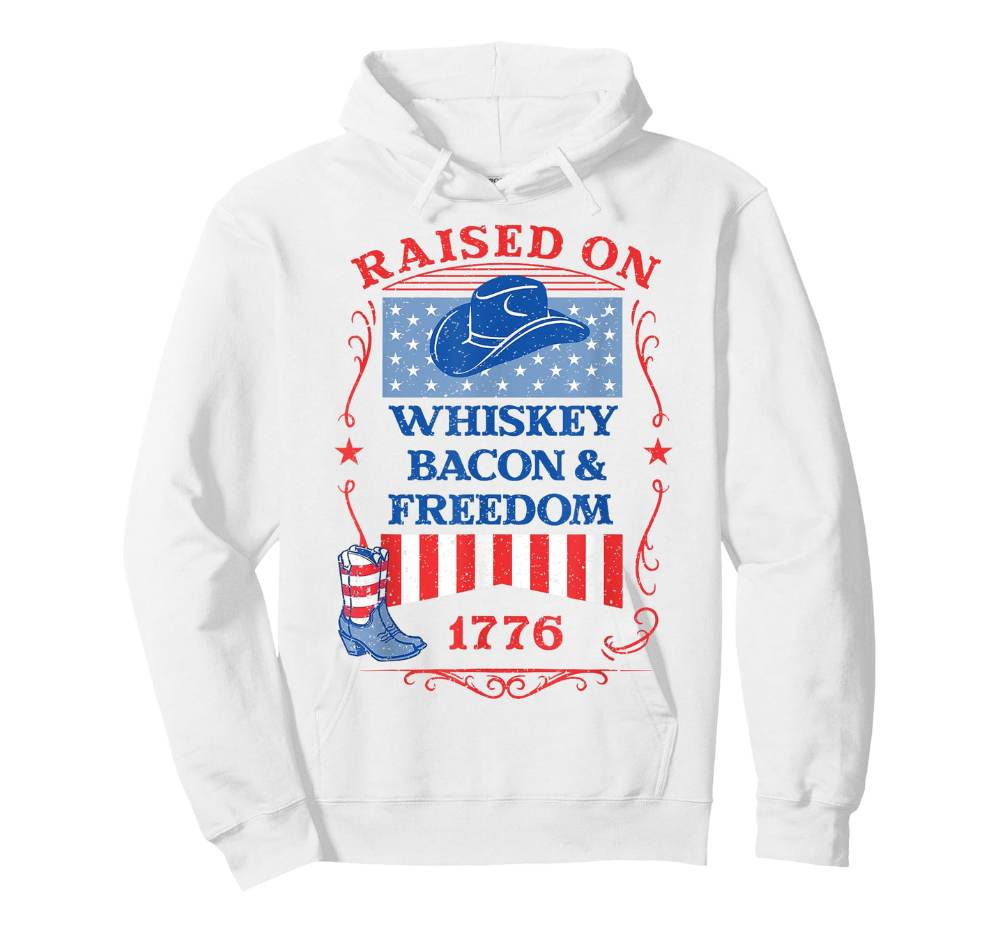 Raised On Whiskey Bacon Freedom 1776 T-Shirt