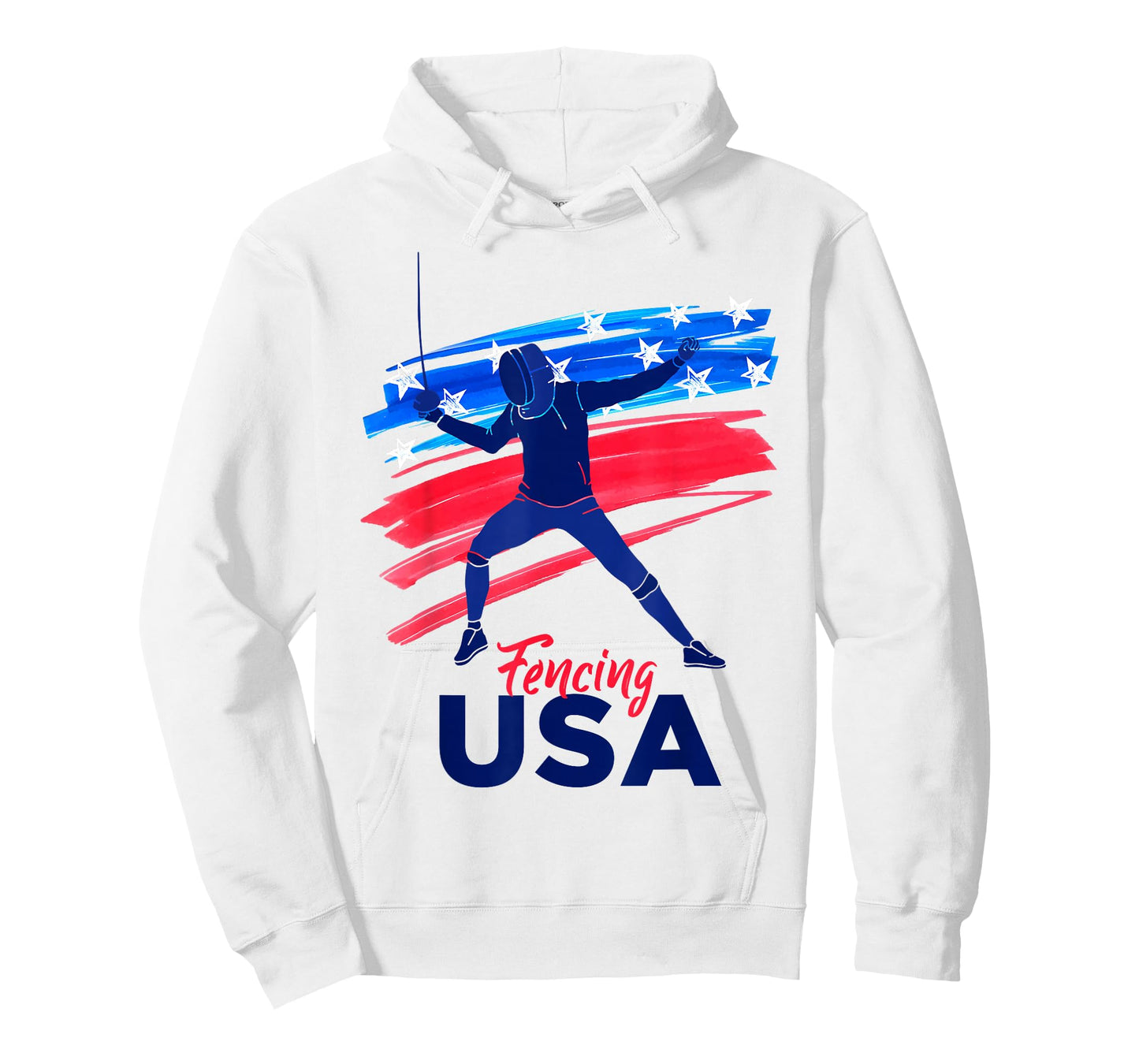 Fencing Support the Team Fencing Player USA Flag T-Shirt