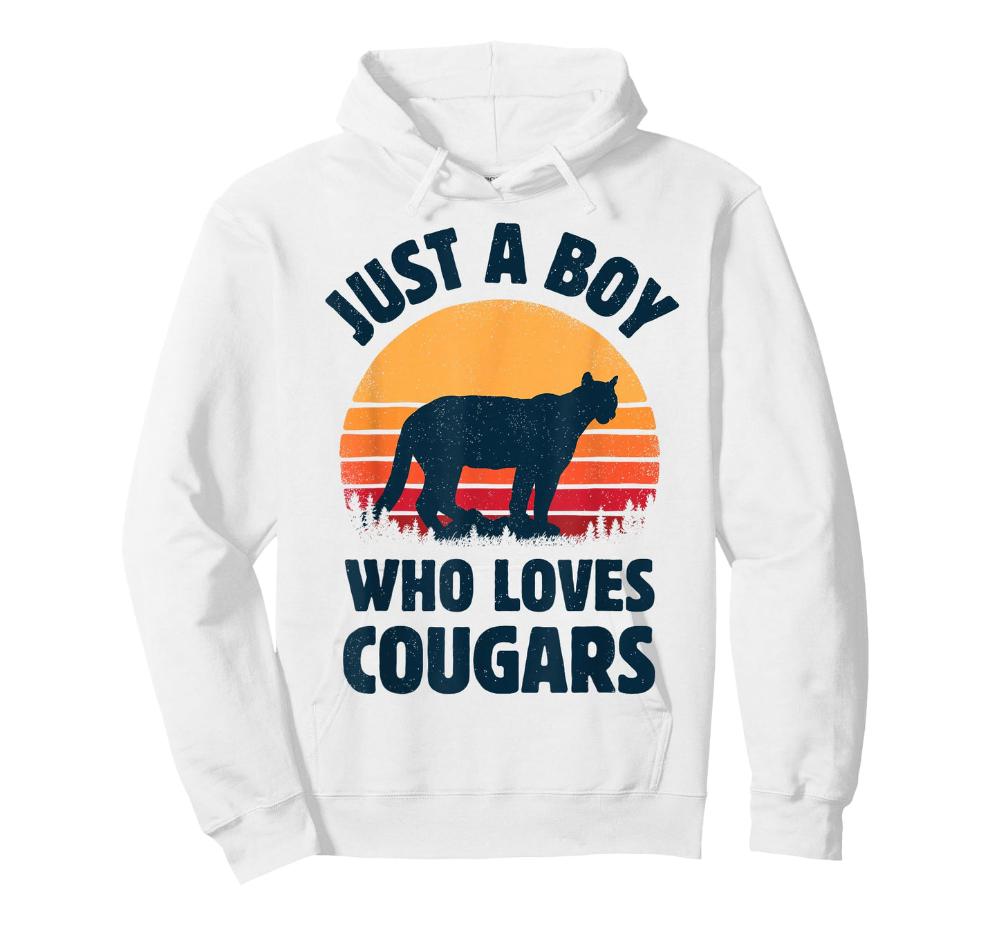 Cougar Just A Boy Who Loves Cougars Men Retro Vintage Sunset T-Shirt