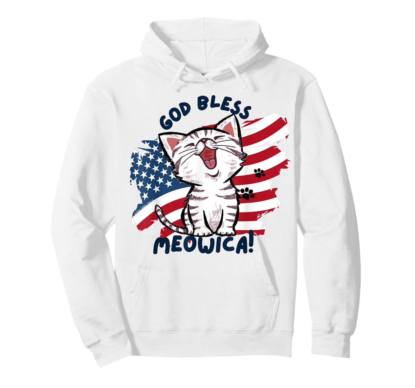 Cute Cat Lovers God Bless Meowica Patriotic 4th of July T-Shirt for Women Kids Men