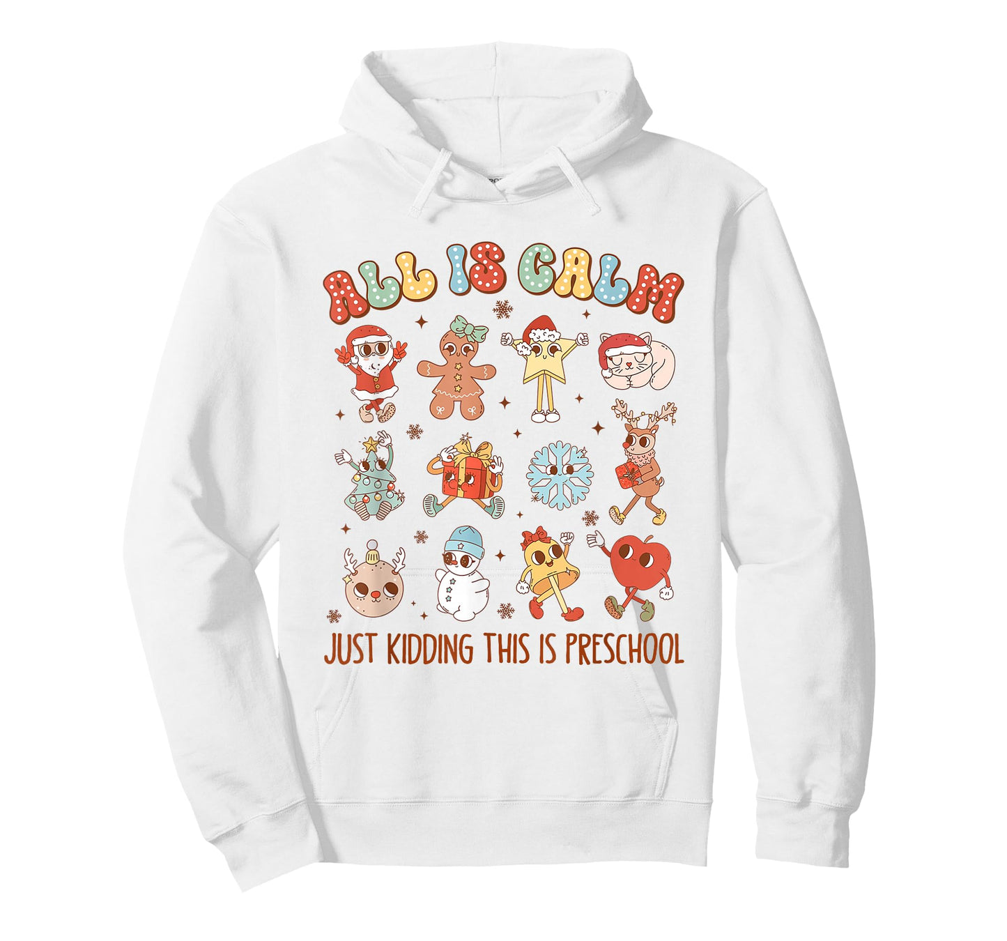 Retro All is Calm Pre-K Holiday Preschool Teacher Christmas T-Shirt