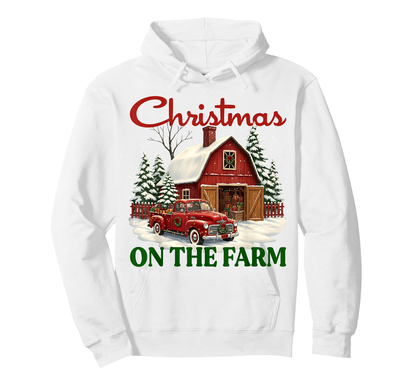 Christmas On The Farm Shirt Vintage Red Truck Barn Xmas Gift T-Shirt