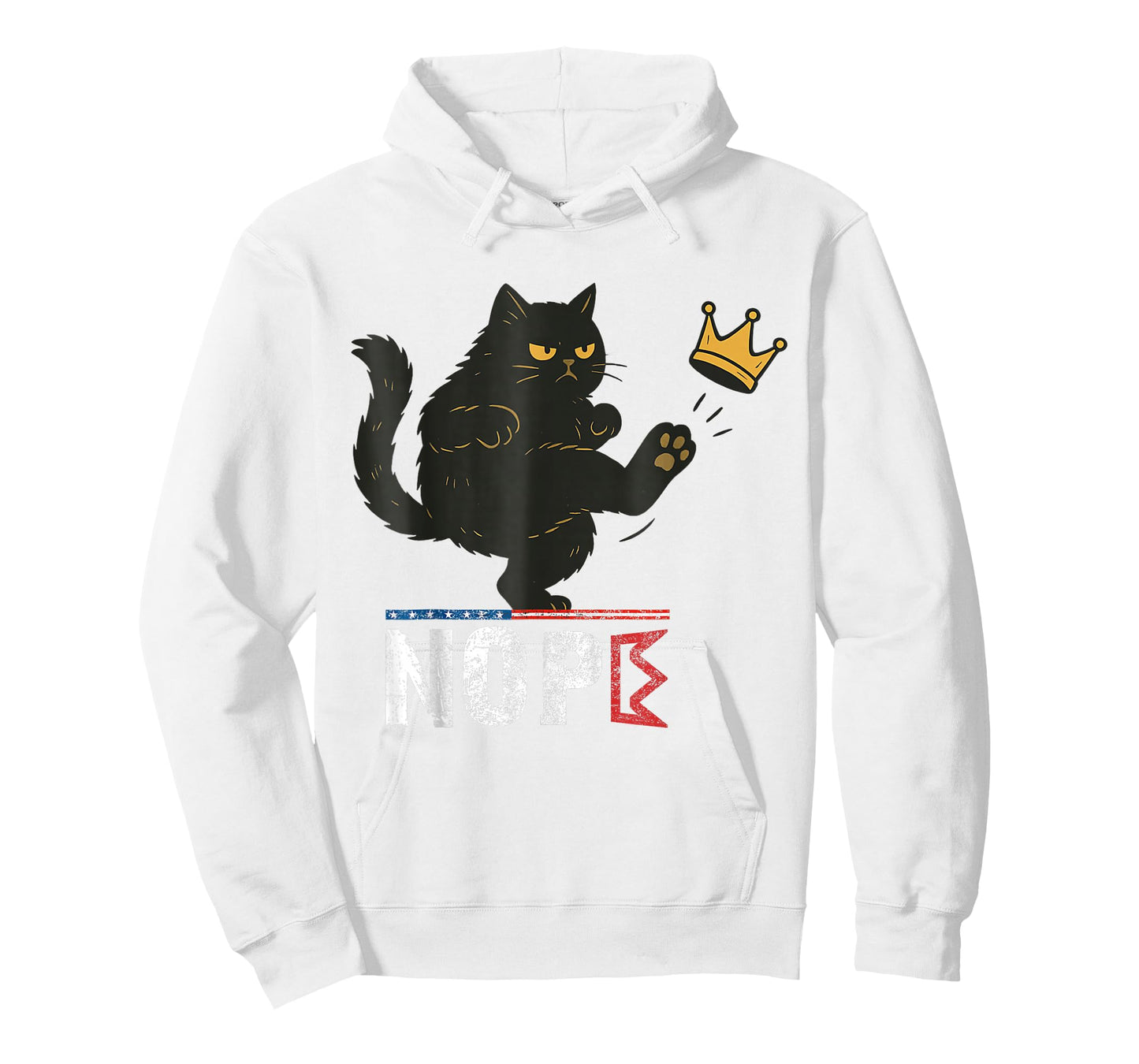 No Kings In America Black Cat Funny Cat Kicking Crown T-Shirt