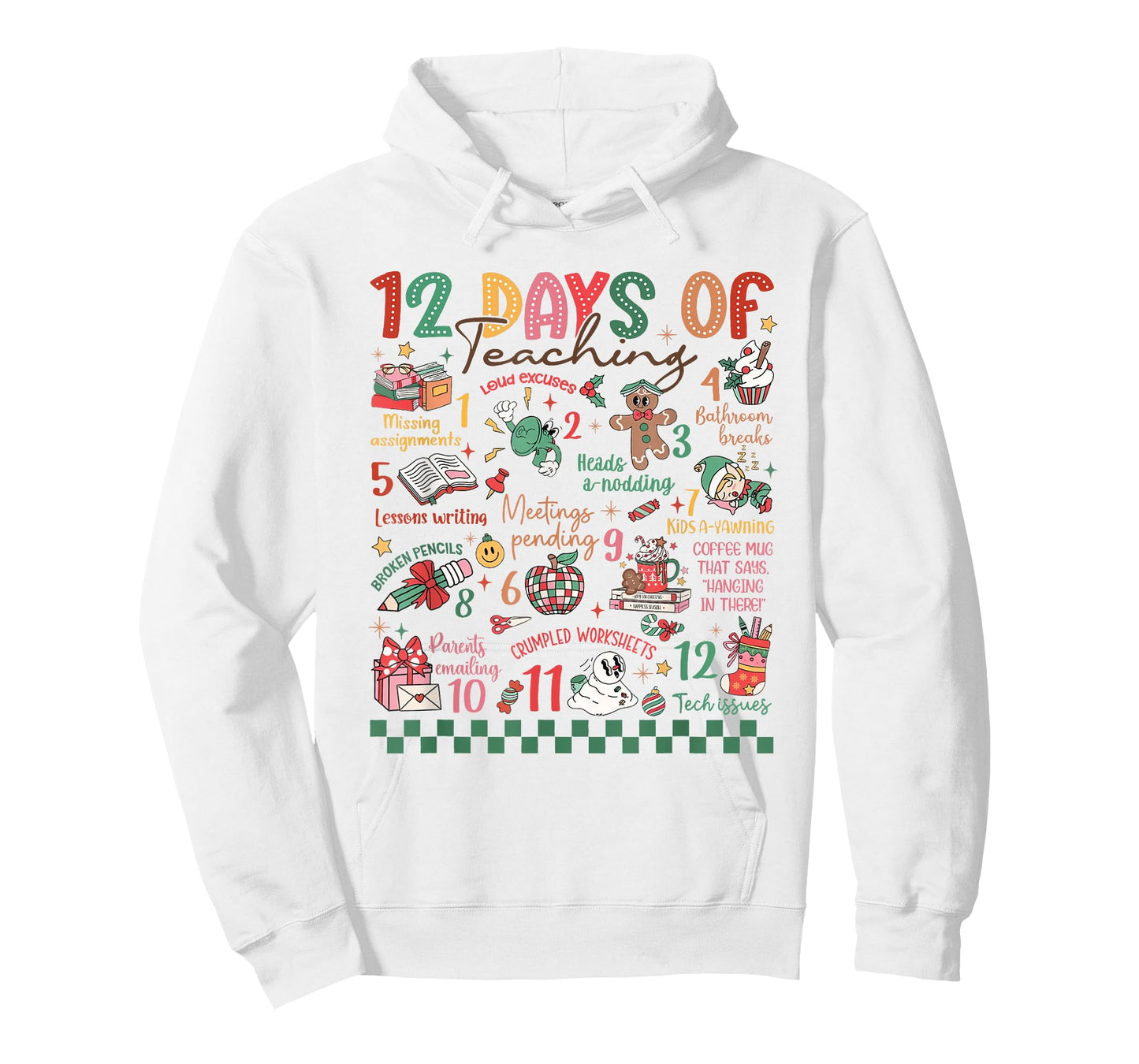12 Days of Teaching Funny Kindergarten Teacher Christmas T-Shirt