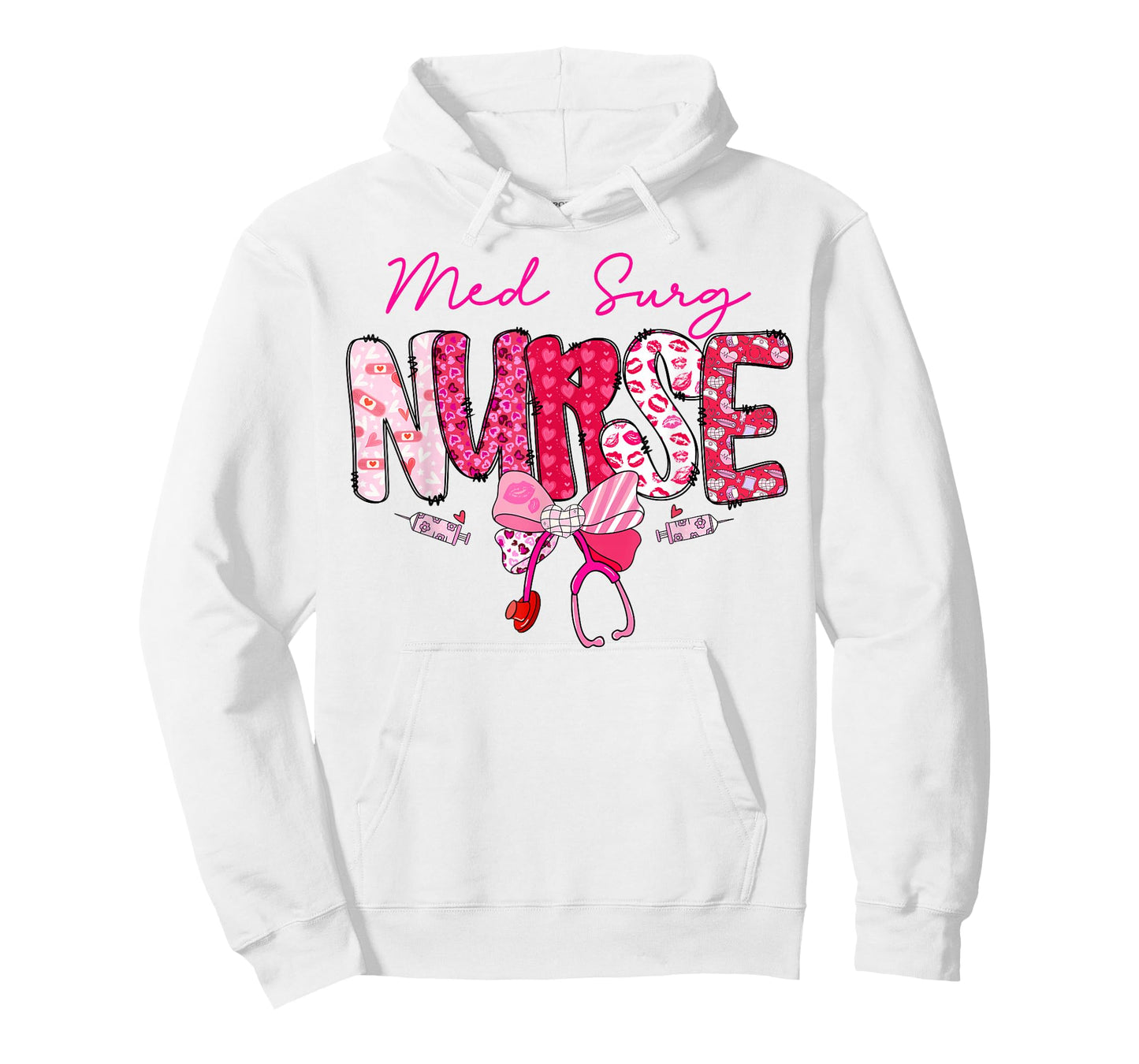 Med Surg Nurse Valentine's Day Stethoscope Coquette Bow T-Shirt