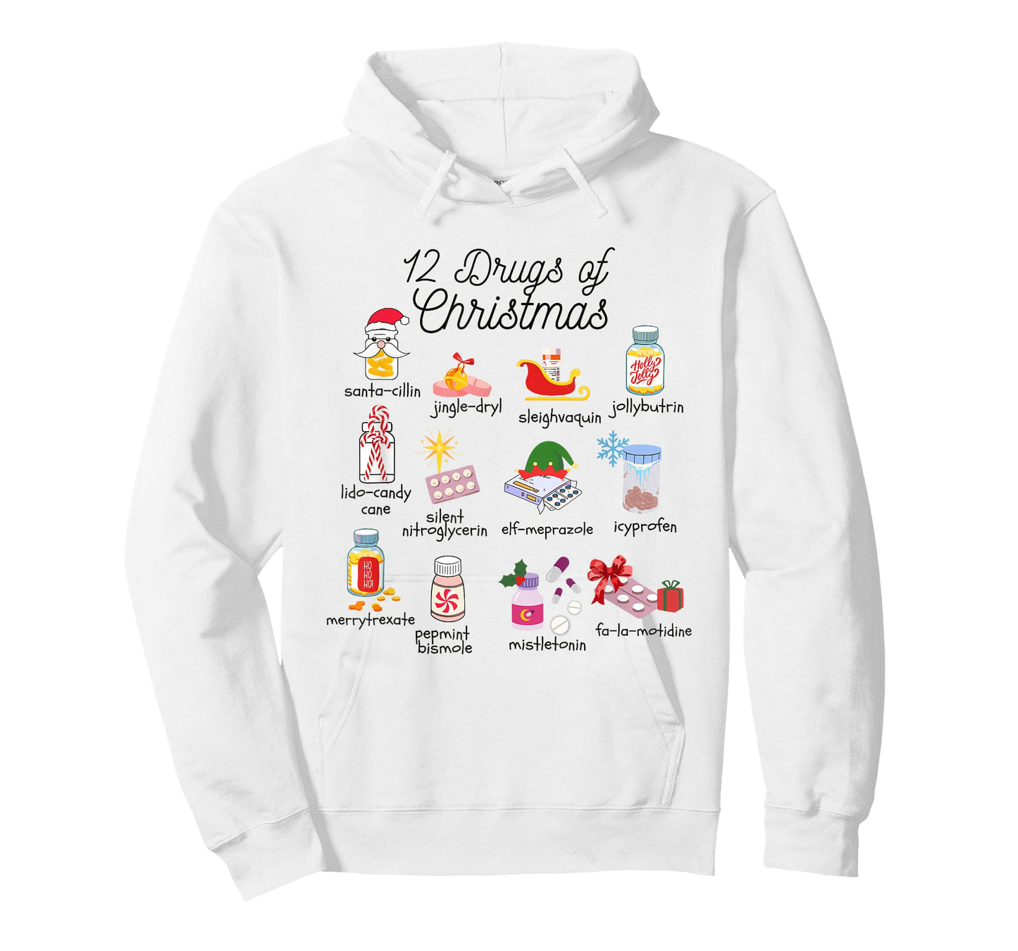 12 Drugs of Christmas Nurse Pharmacy Technician Pharmacist T-Shirt