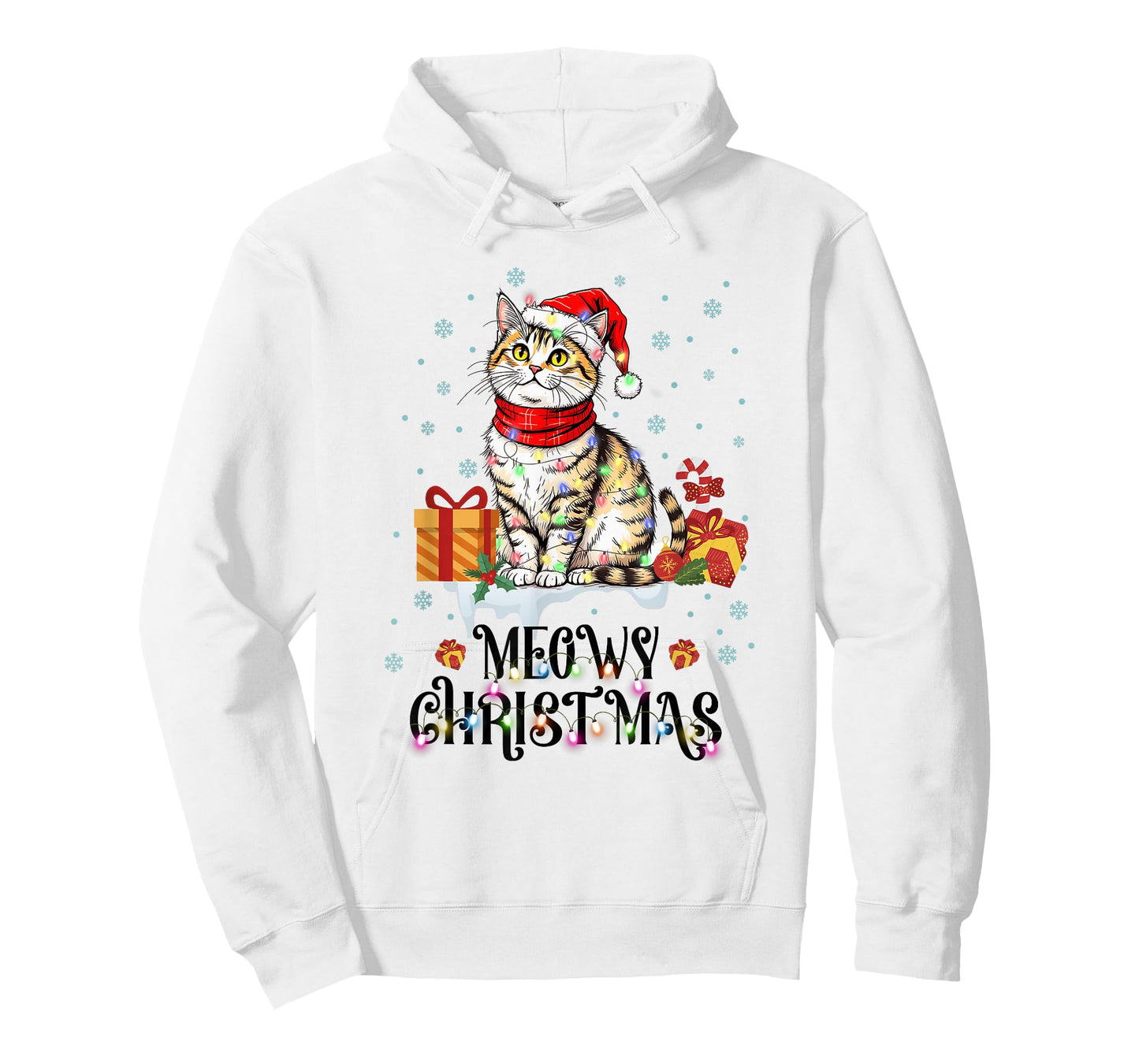 Moewy Christmas Cute Cat Santa Hat Xmas Tee T-Shirt