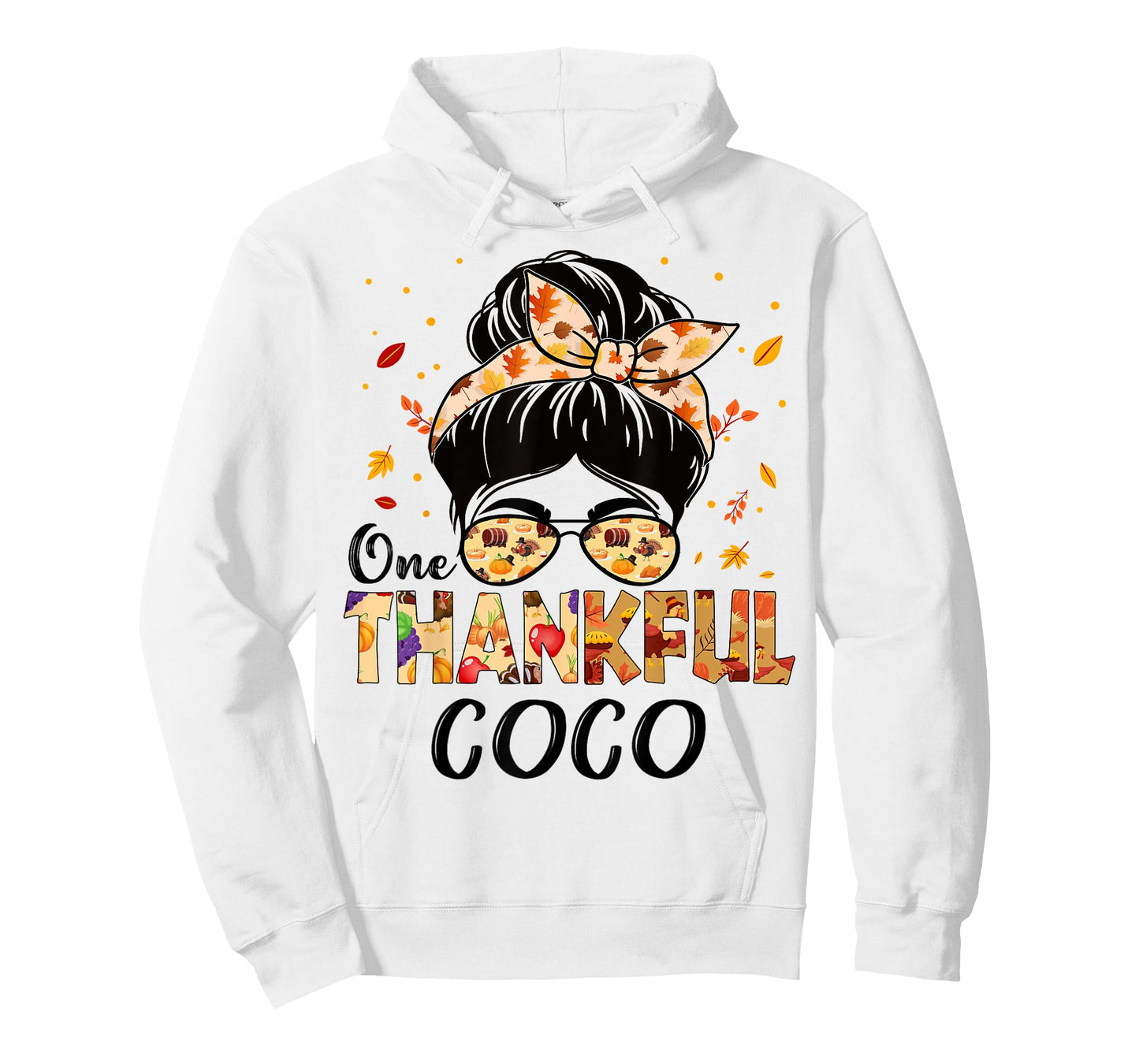 Coco One Thankful Messy Bun Grandma Thanksgiving Fall Autumn T-Shirt