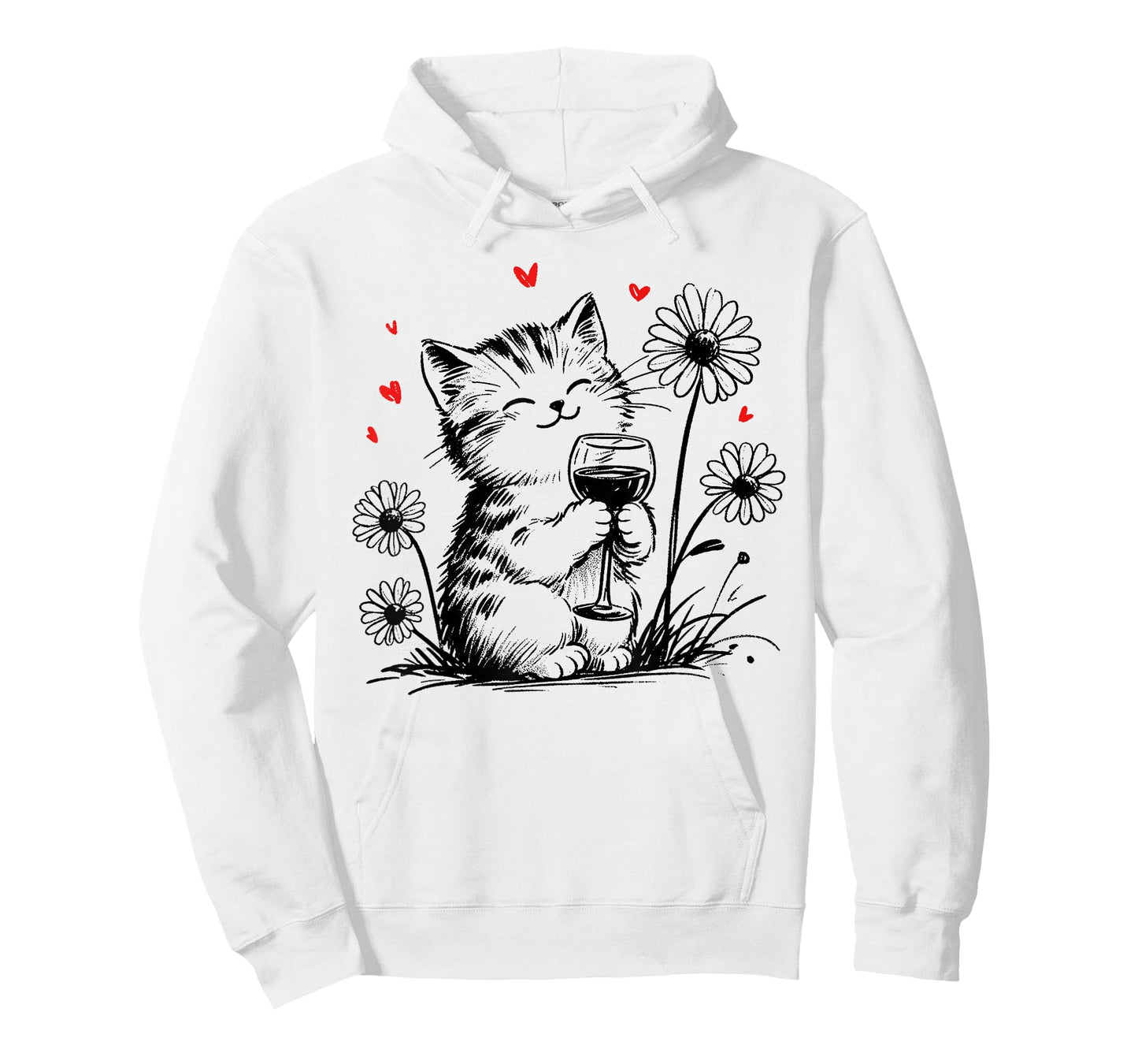 Kitten Drinking Wine - Cute Cat Wine Lover Men Women T-Shirt